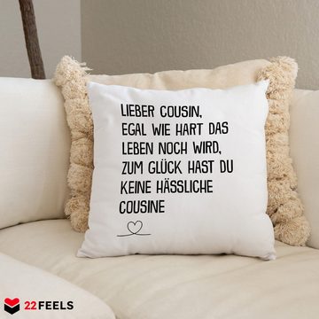 22Feels Dekokissen Cousin Geschenk von Cousine Jungs Geburtstag Männer Du Wirst Cousin, Deko mit Persönlichkeit