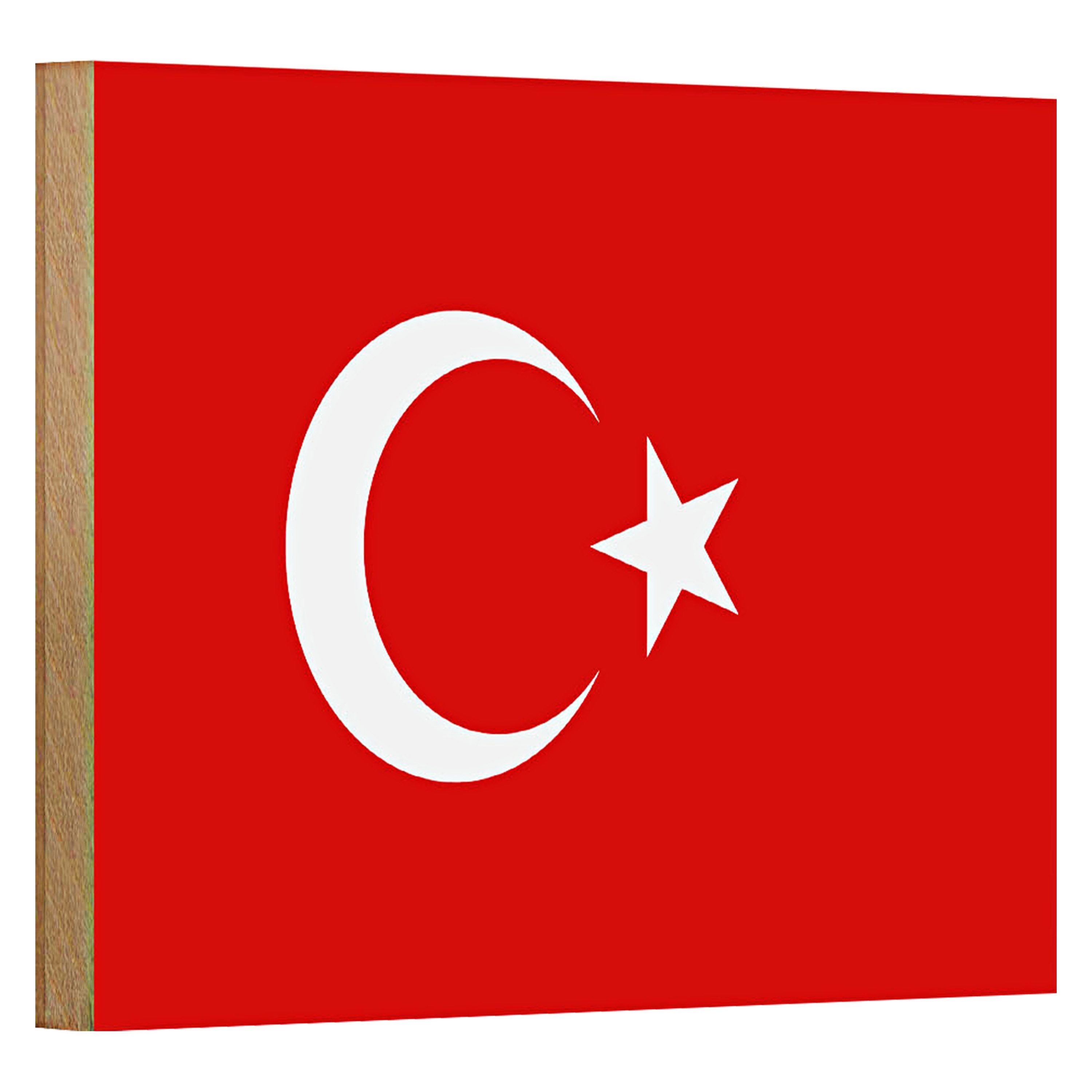 Holzbild Flagge Türkei 18x12cm Flag of Turkey