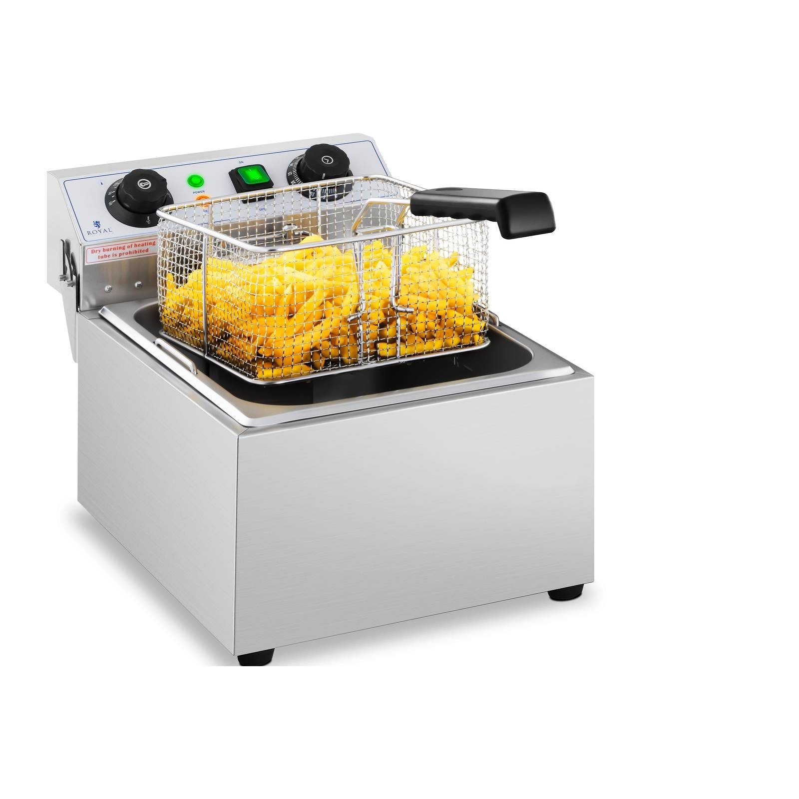 Royal Catering Fritteuse Fritteuse Edelstahl Gastronomie Elektro Fritteuse 10 L Kaltzone 3200 W, 3200 W