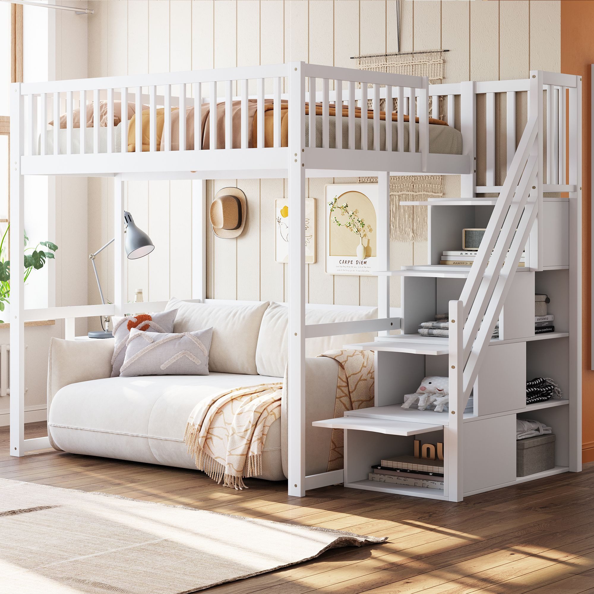 STILVORA Hochbett Kinderbett 140x200 mit Stauraum günstig online kaufen