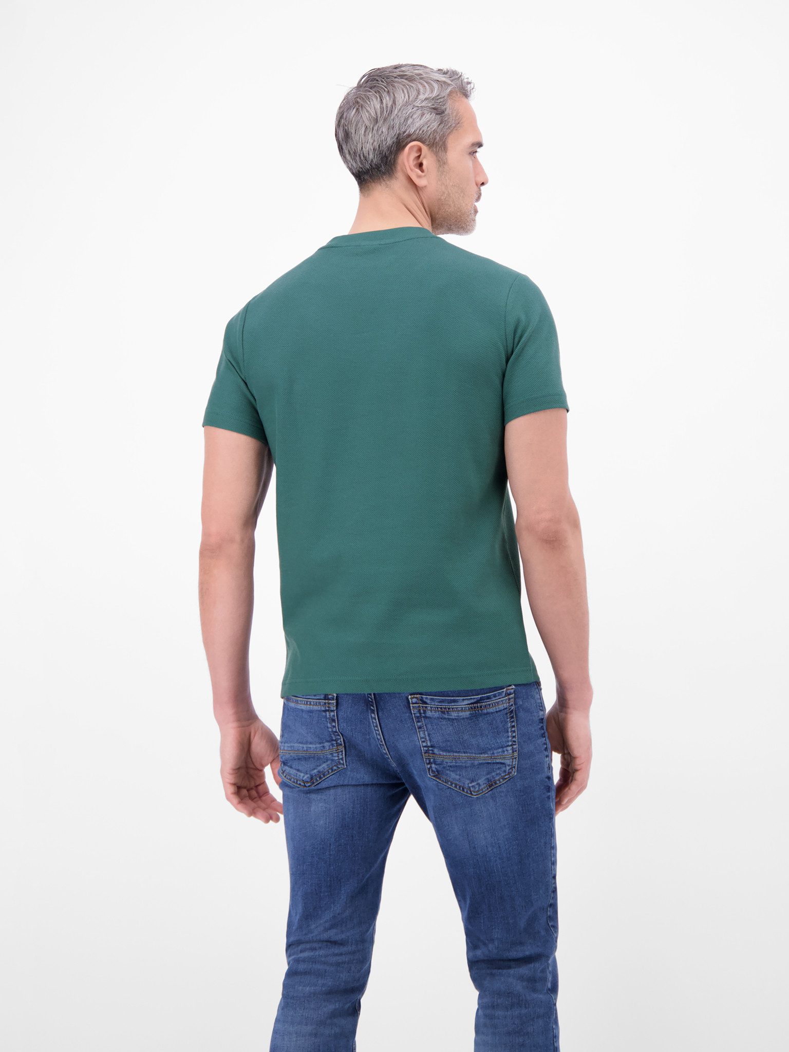 LERROS Rundhalsshirt mit Logo-Badge und in Waffle-Optik günstig online kaufen
