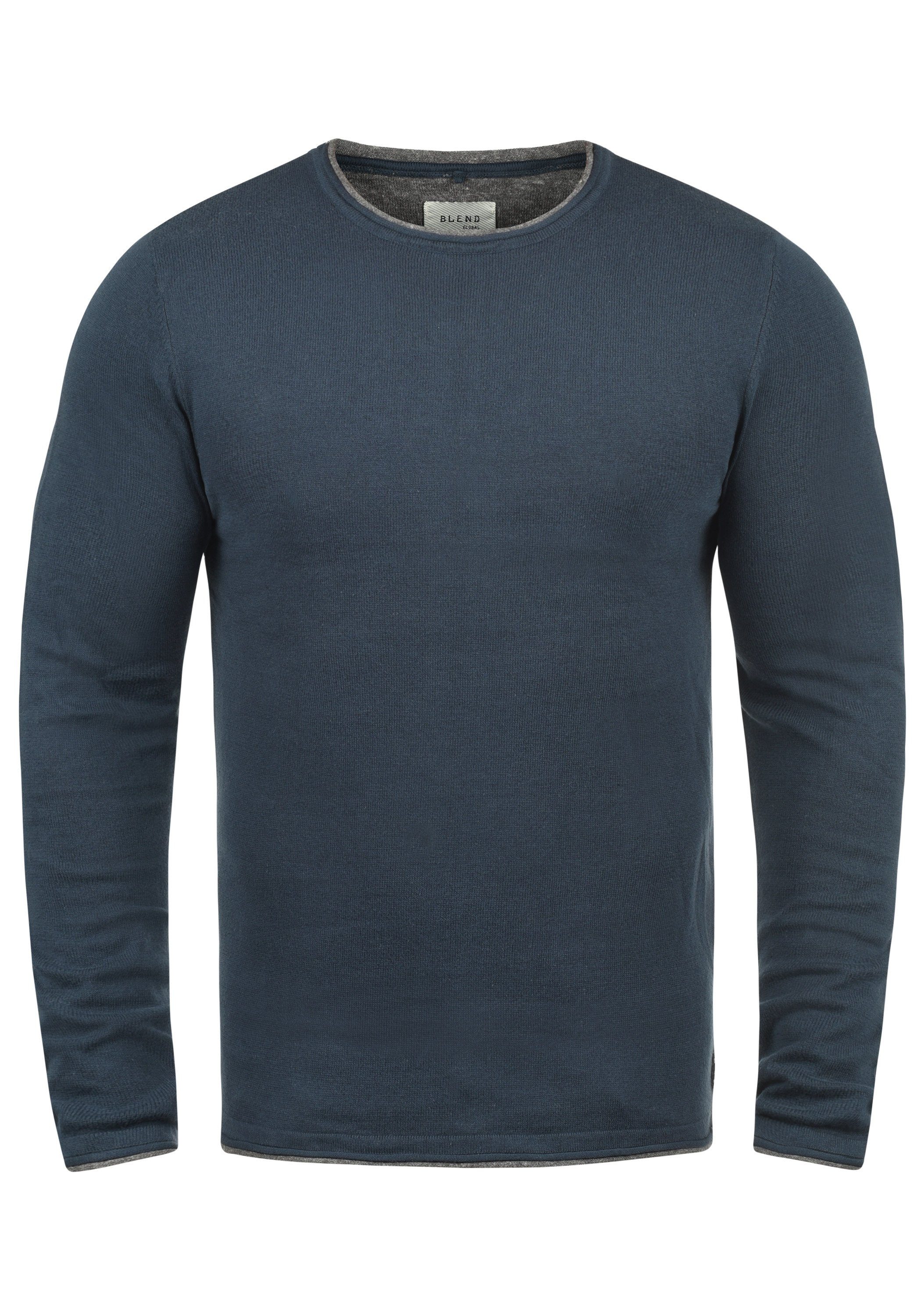 Blend Rundhalspullover BHOdin Strickpullover mit aufgerollten Abschlüssen günstig online kaufen
