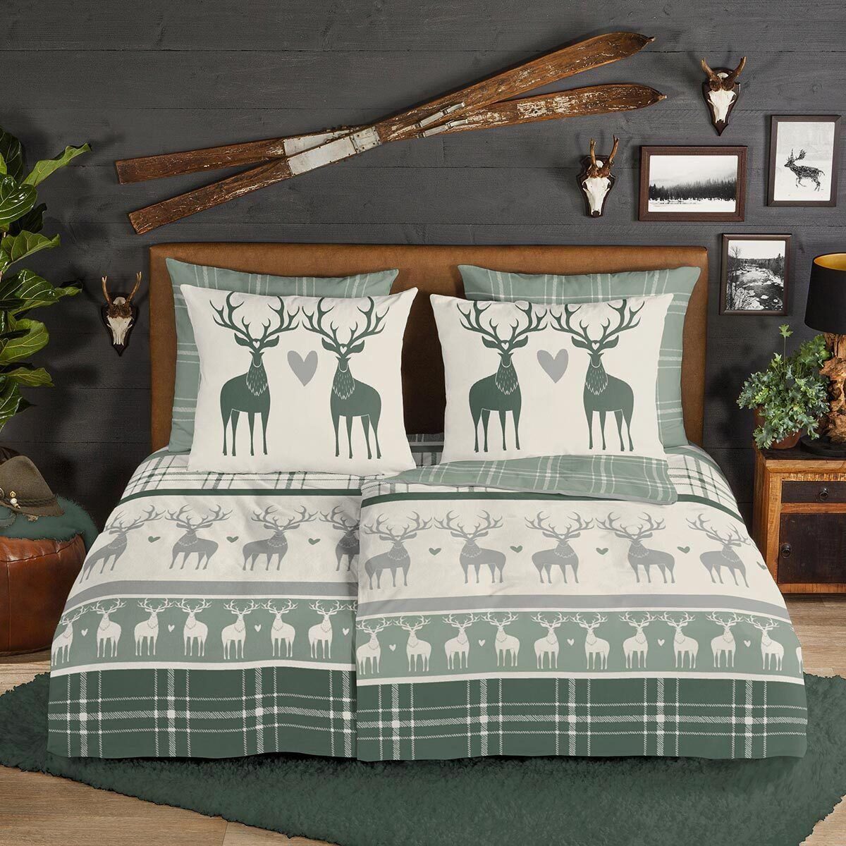 TRAUMSCHLAF Bettwäsche Hirsche, Flanell, 2 teilig, herrlich weich und warm günstig online kaufen