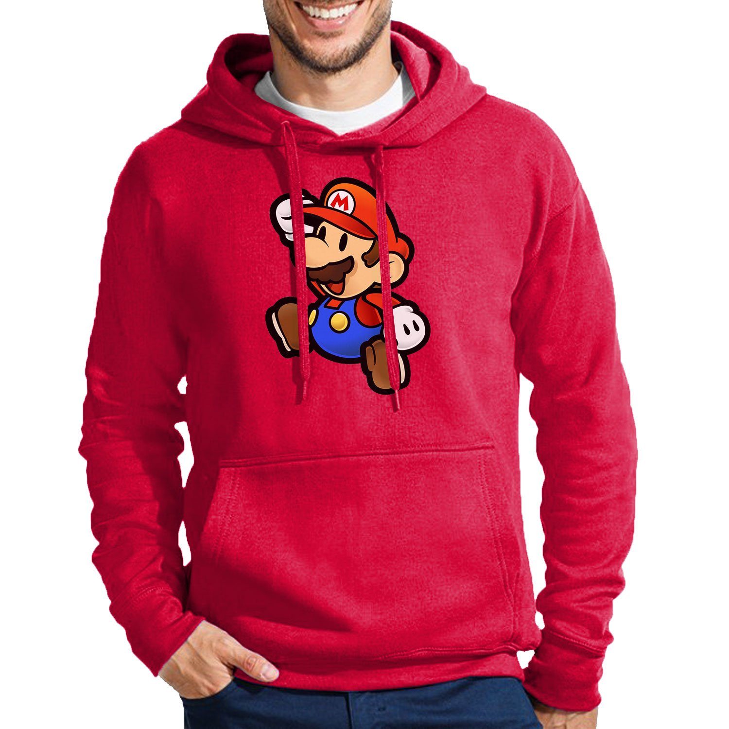 Herren Hoodie Luigi Mario & Brownie Nintendo Mit Rot Kapuze Super Gaming Yoshi Blondie