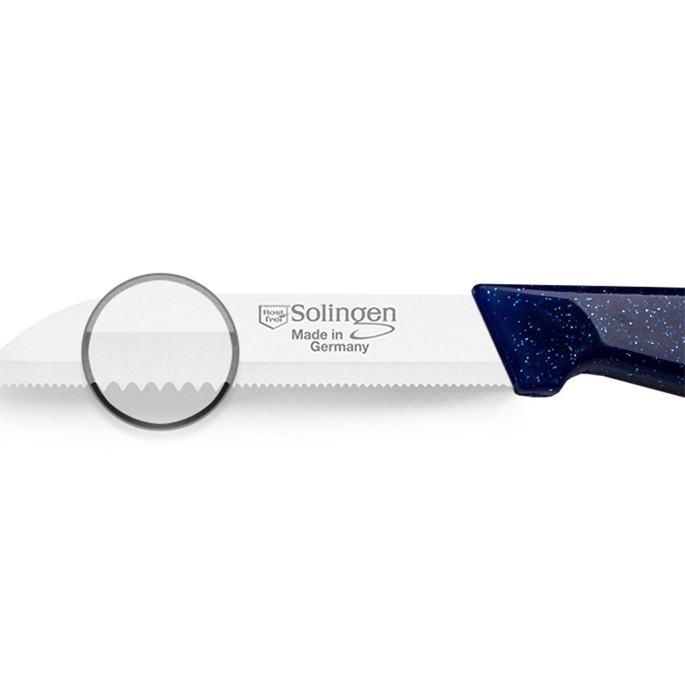 Visaggio Obstmesser Solingen Allzweckmesser Schälmesser Gemüsemesser Küchenmesser, Wellenschliff Solingen Messer, Flitter Optik, Edelstahl (rostfrei)