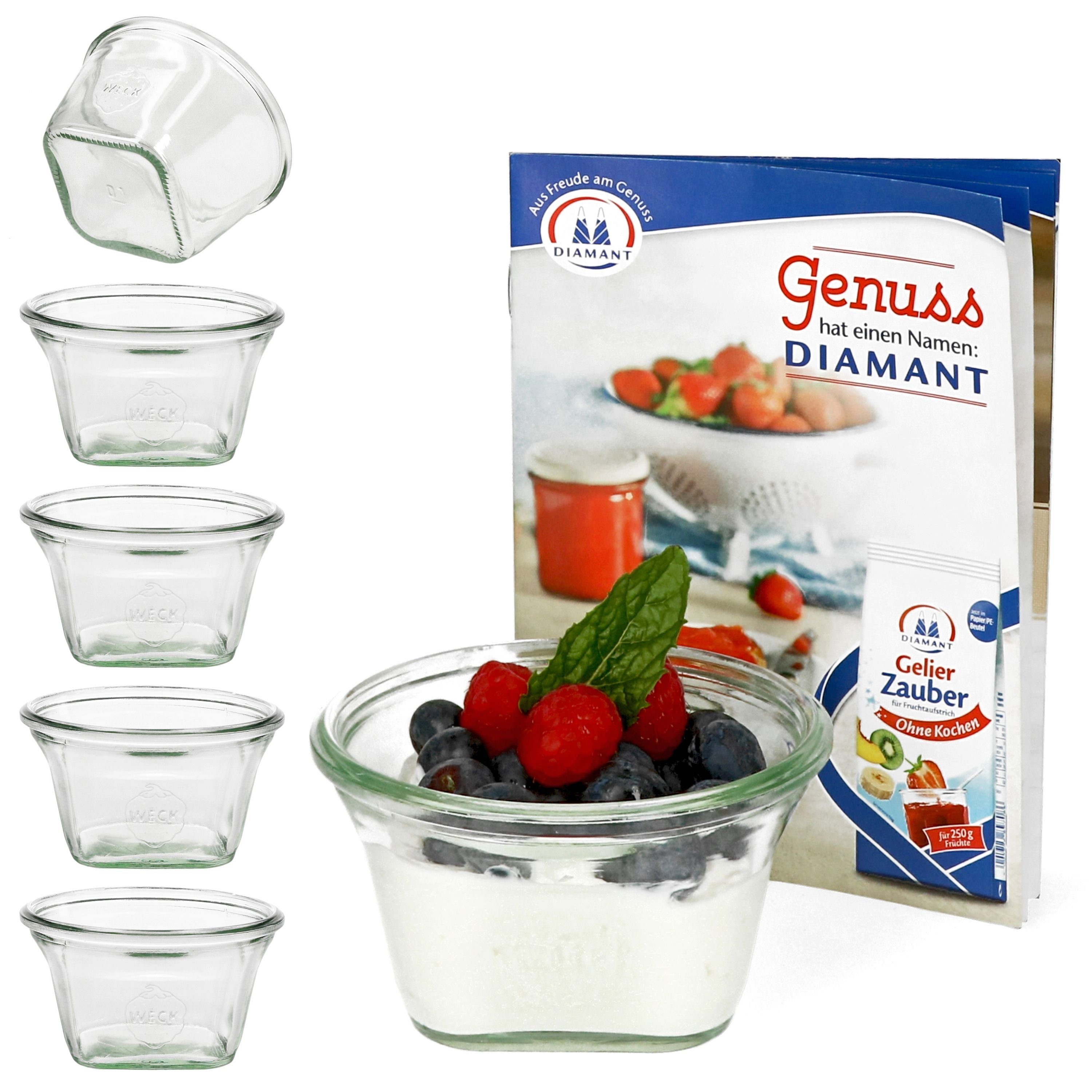 MamboCat Einmachglas 6er Set Weck Quentin 290 ml mit Rezeptheft, Glas