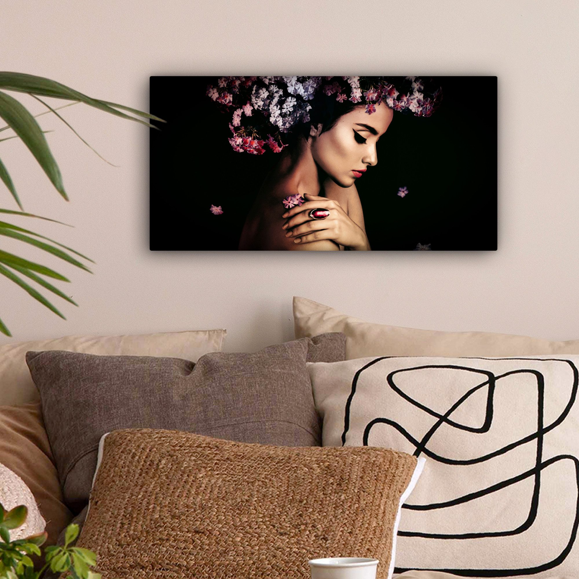 OneMillionCanvasses® Leinwandbild Panorama Blossom - Frau günstig online kaufen