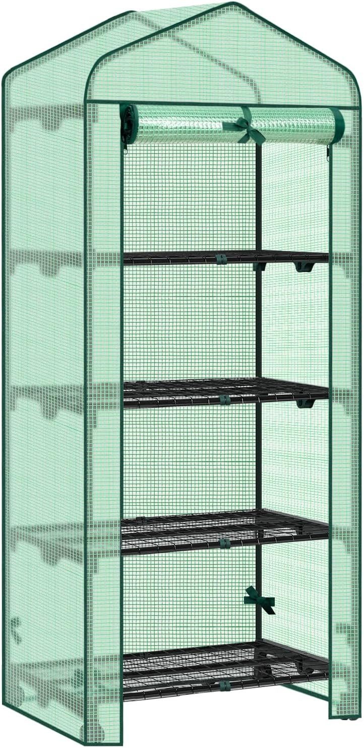 Woltu Tomatengewächshaus, Gewächshaus mit Rollen, Winterschutz, Spitzdach