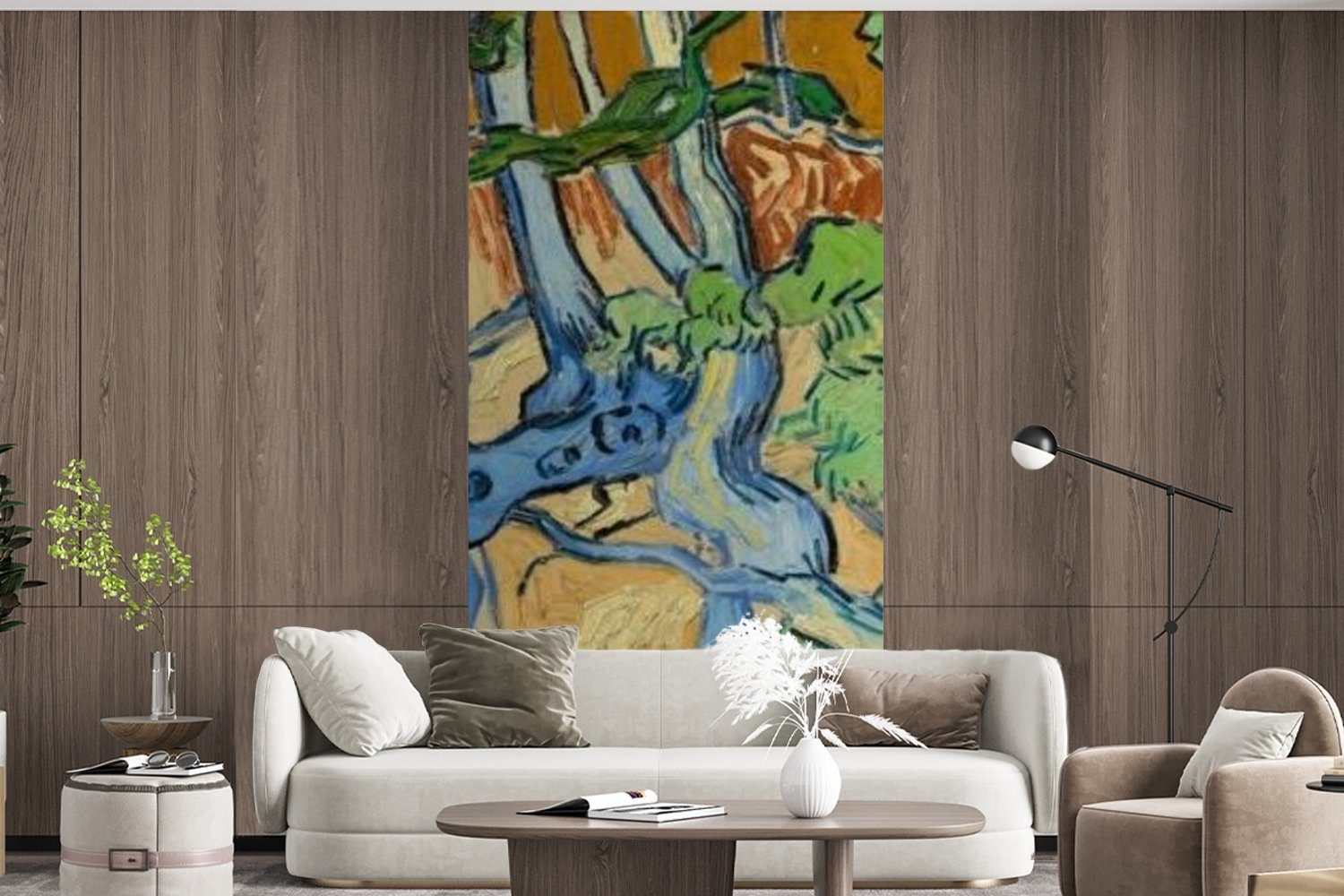 Vliestapete Küche, Gogh, van Fototapete (2 St), bedruckt, Wohnzimmer Fototapete Baumwurzeln Matt, Schlafzimmer - Vincent für MuchoWow