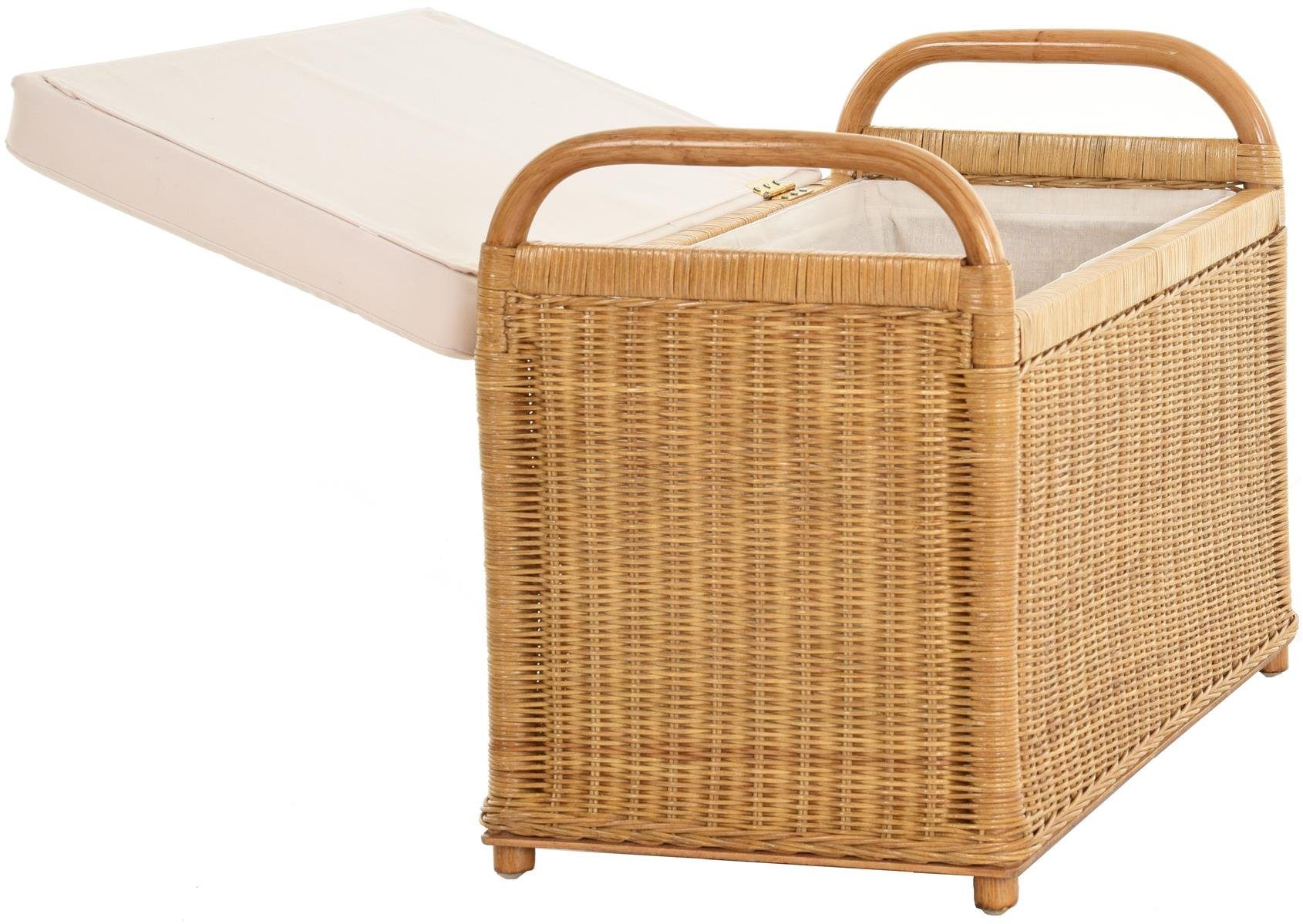 Krines Home Sitzbank Rattan Bank Sitzbank Sitzhocker mit Stauraum gepolstert Wäschetruhe 80, gepolsterter Deckel – Bild 4 von 5