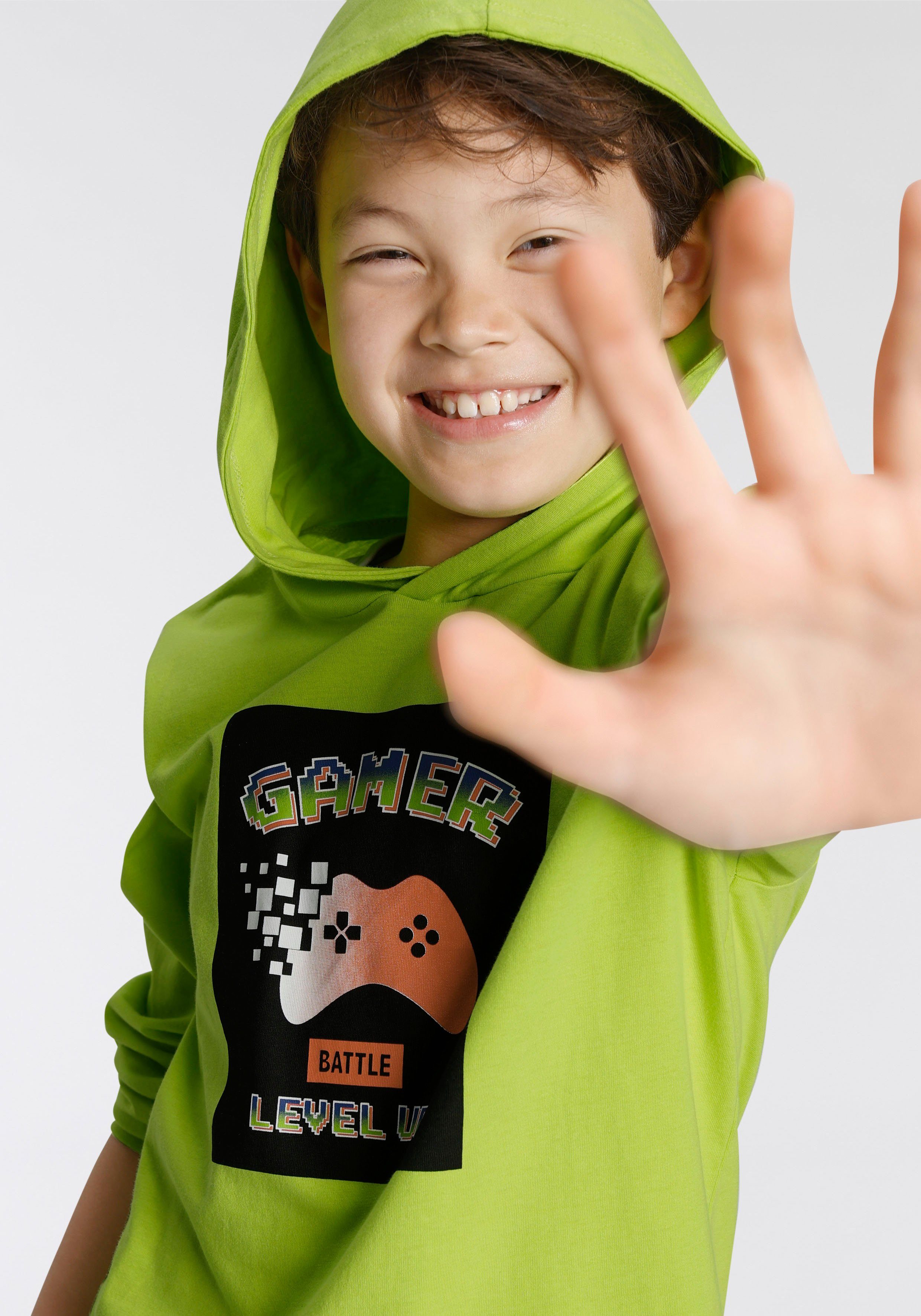 KIDSWORLD Shirt & Hose GAMER Shirt Sweathose Set: und (Set, 2-tlg) Set Sweathose im Kapuzenshirt und