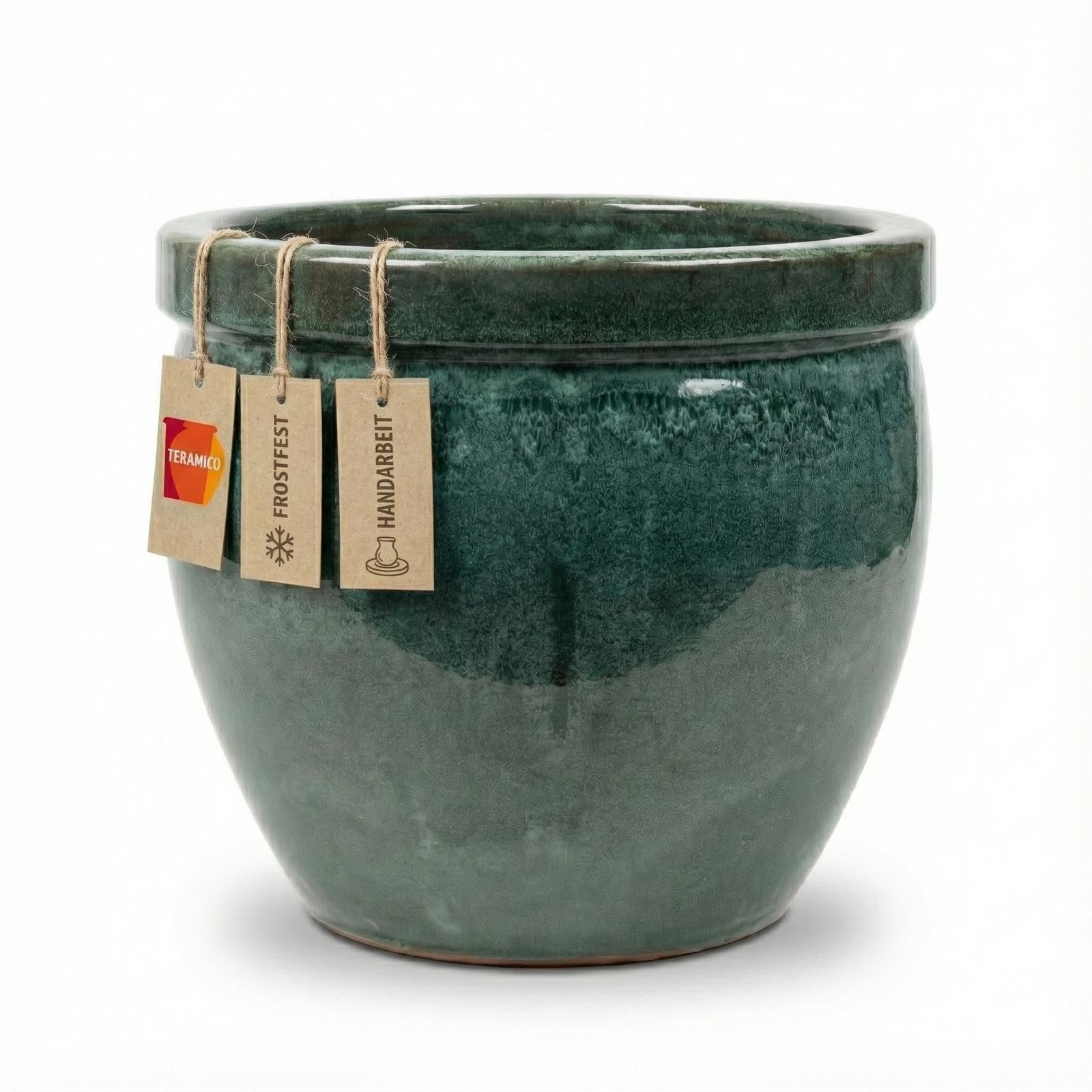 Teramico Pflanzkübel Keramik Pflanzgefäß-Serie "Bavaria Tall" Moosgrün – Wählbare Größen, 100% Frostfest