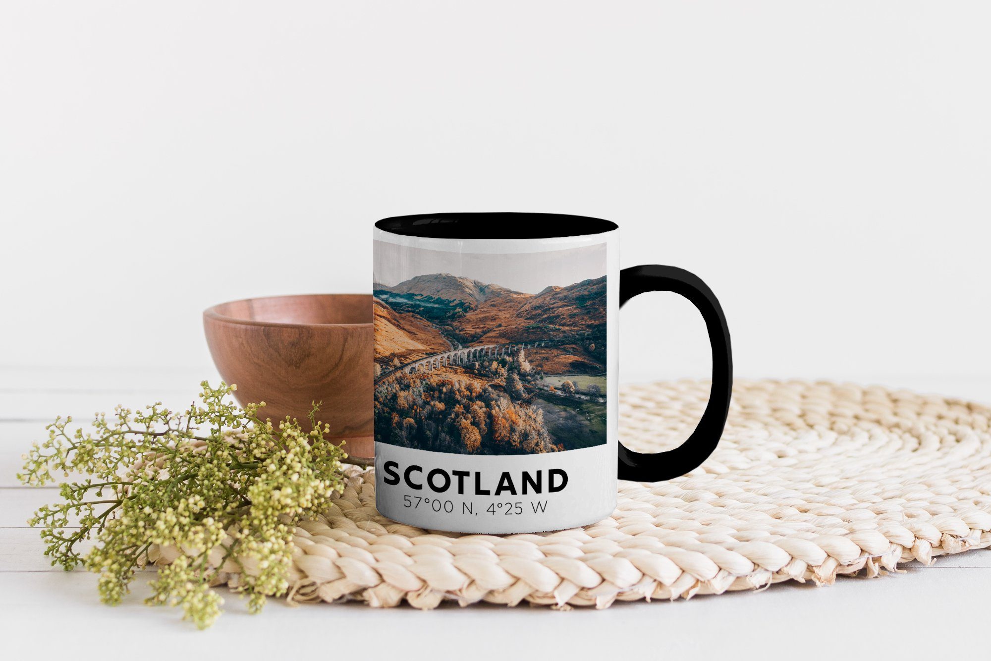 - - Brücke Natur, Teetasse, Kaffeetassen, Keramik, Geschenk Farbwechsel, MuchoWow Schottland Tasse Zaubertasse,