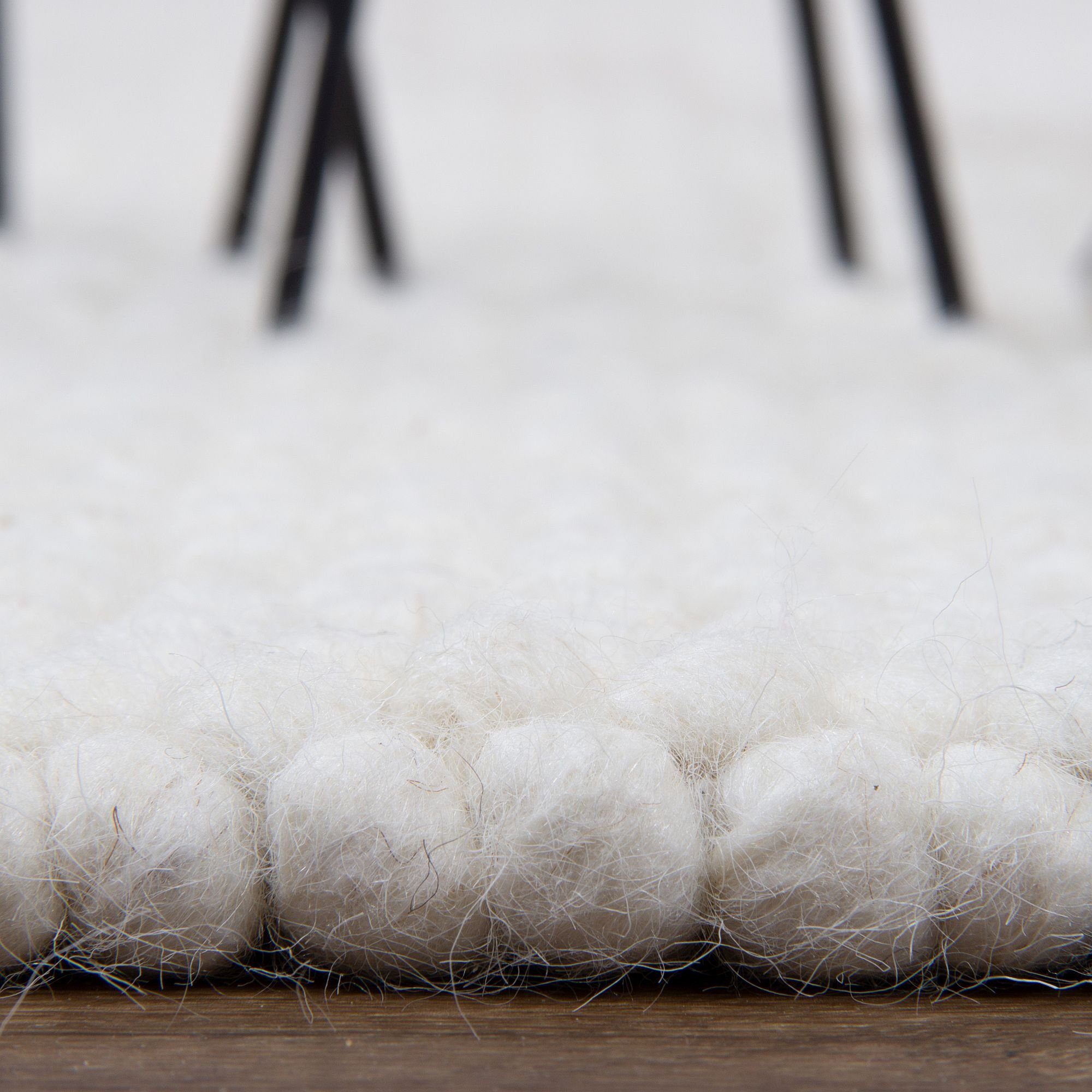 Consilio Concept Designteppich WOOLY Teppich Wohnzimmer Wolle Designer Natur Vegan, Kugelteppich, Filzkugelteppich, Wollteppich