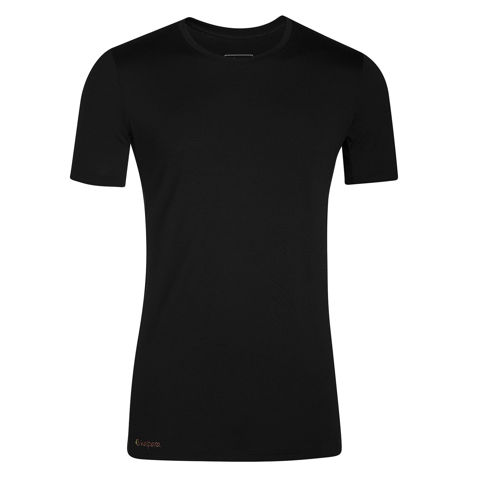 Kaipara - Merino Sportswear Rundhalsshirt Merino Shirt Herren Kurzarm Slimfit 150 (1-tlg) aus reiner Merinowolle Made in Germany Schwarz