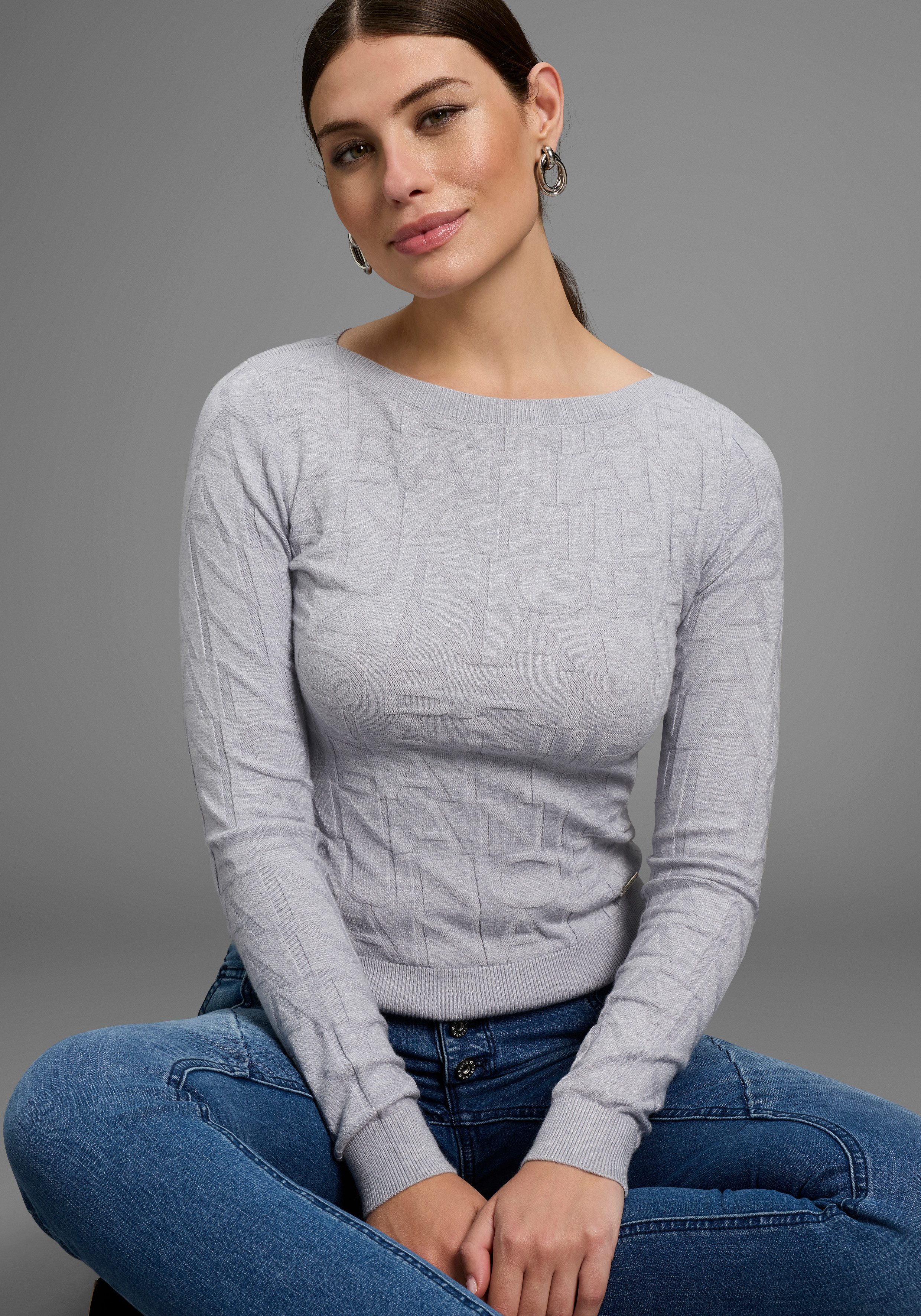 Bruno Banani Strickpullover mit Marken-Strickmuster - günstig online kaufen