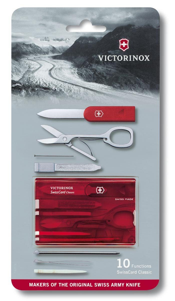 Victorinox Taschenmesser Swiss Card Classic, rot transparent, Blister