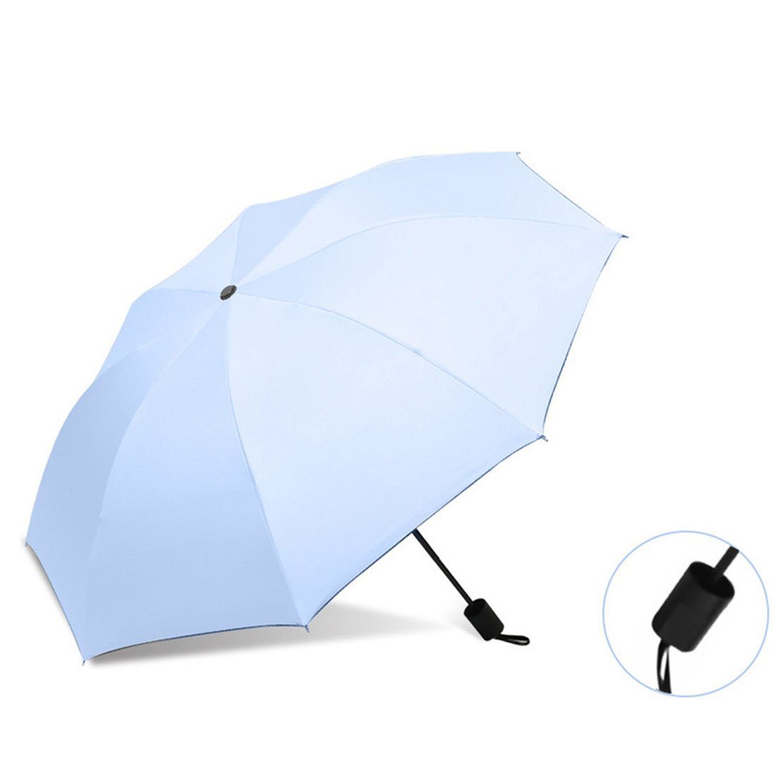 YOOdy~ Taschenregenschirm Sonnenschutz Taschenschirme schützt vor Sonne und Regen Himmelblau