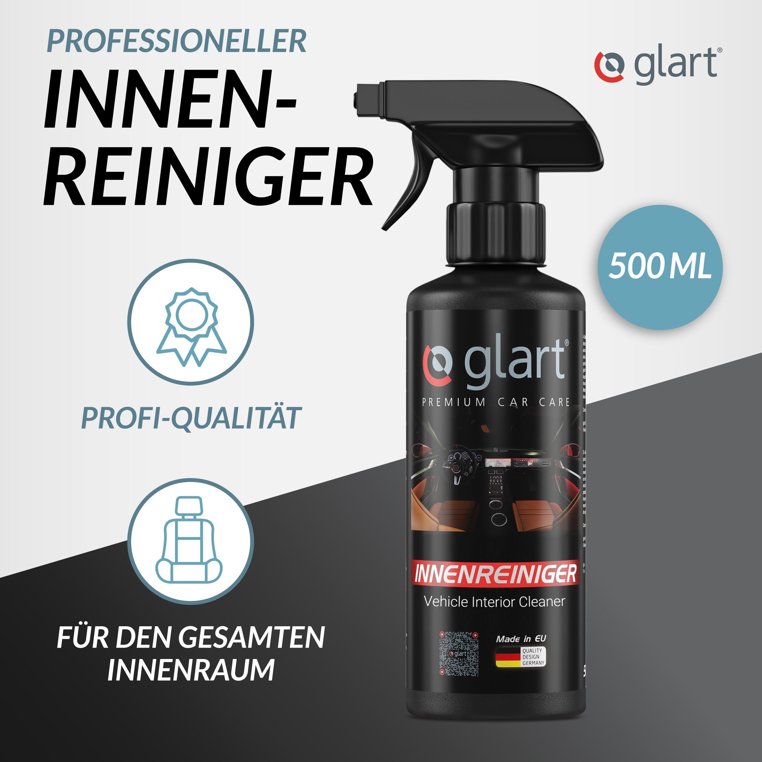 Glart 45IR3 3 Car Interior Cleaner 500 ml + 3 Microfiber Cloths Cockpit Care Car Cleaning Agent