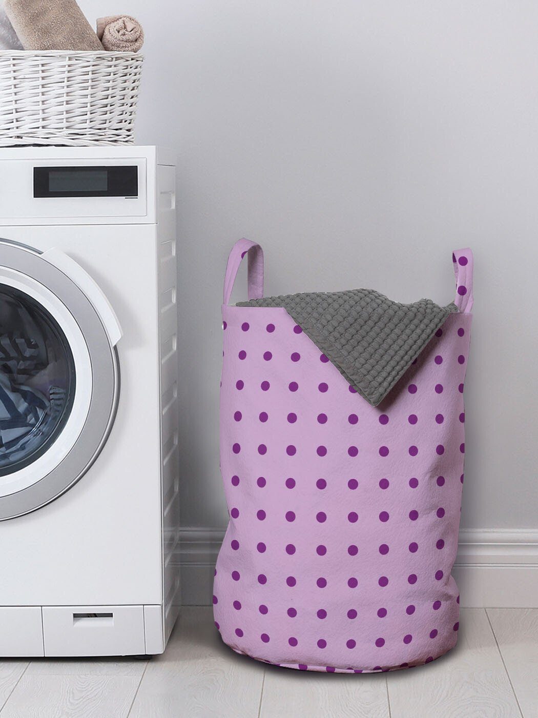 Abakuhaus Wäschesäckchen Wäschekorb für Waschsalons, Mode-Tupfen Griffen mit Nostalgisch Kordelzugverschluss