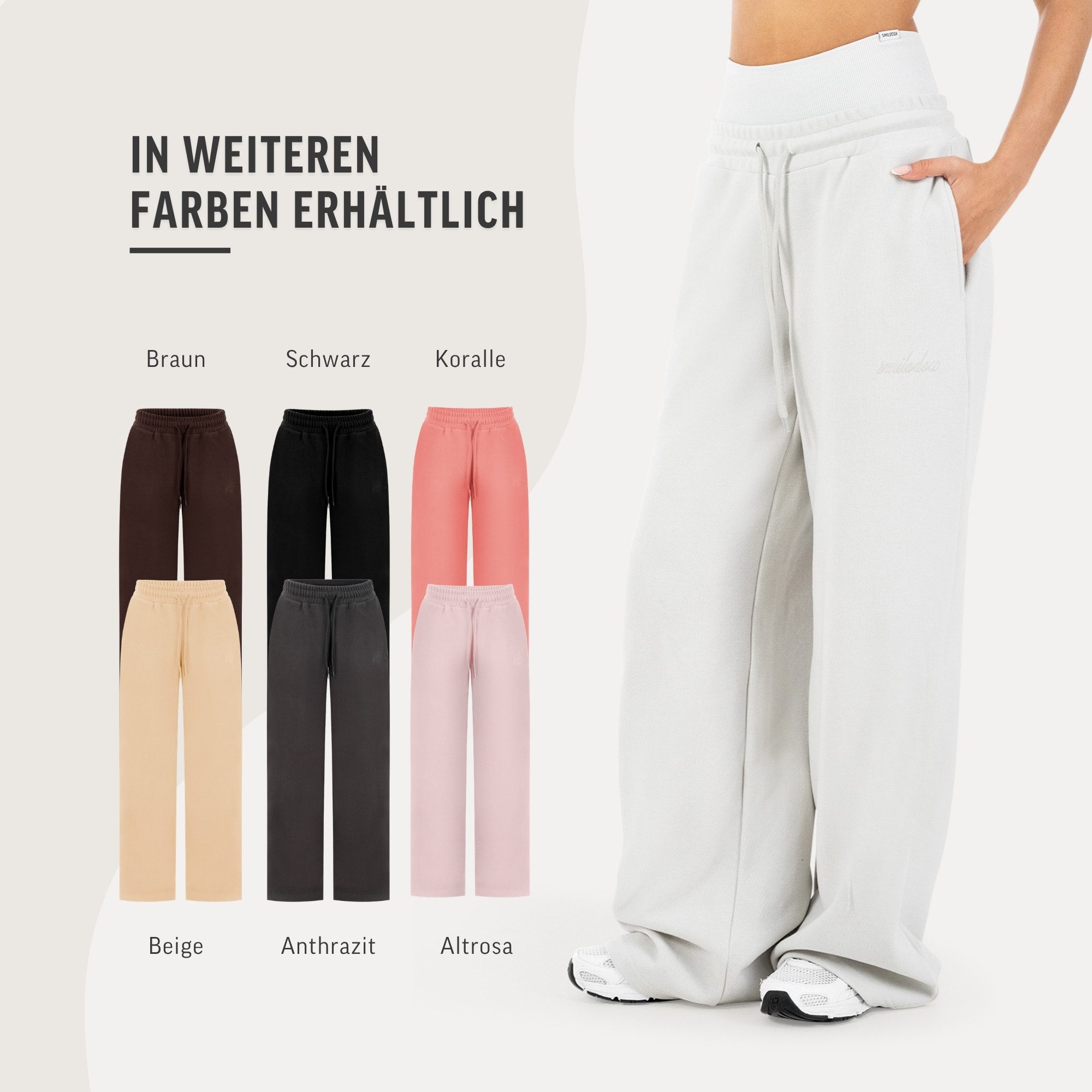 Jogginghose Yelin, Trainingshose Damen Oversized Fit Wide-Leg mit Tunnelzug