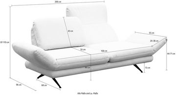 Places of Style 2,5-Sitzer Saletto, modernes Design mit Armlehnfunktion, wahlweise mit Rückenverstellung