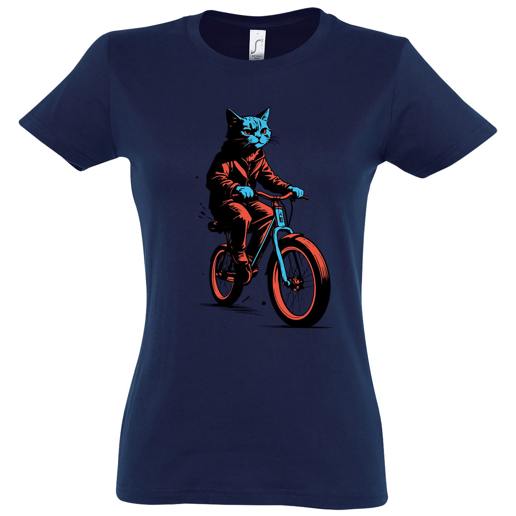 Youth Designz Print-Shirt Katze Fahrrad Damen günstig online kaufen