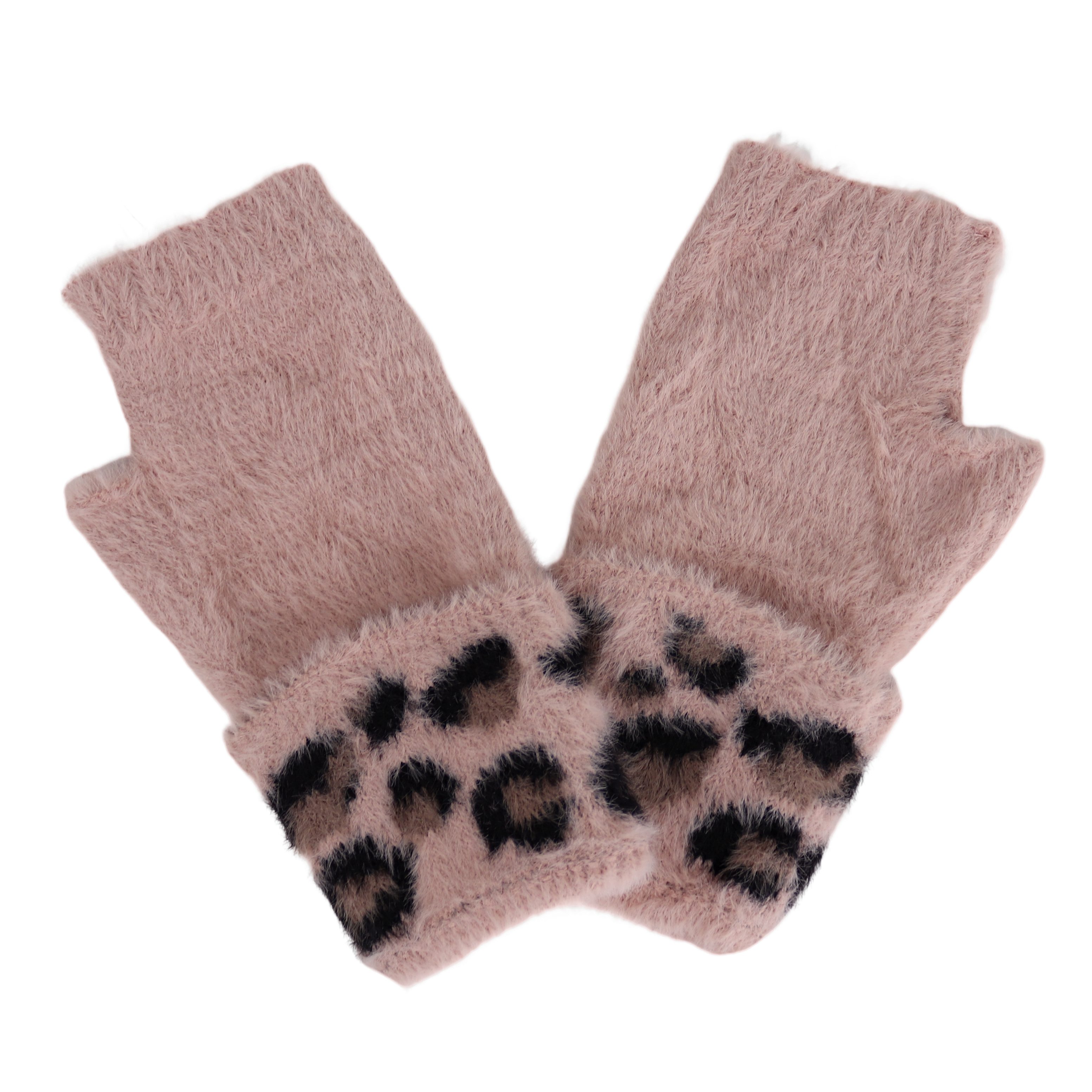 MIRROSI Трикотажные перчатки Damen Fingerlosen Перчатки Leo Muster (Einheitsgröße für Erwachsene) Leopard Muster