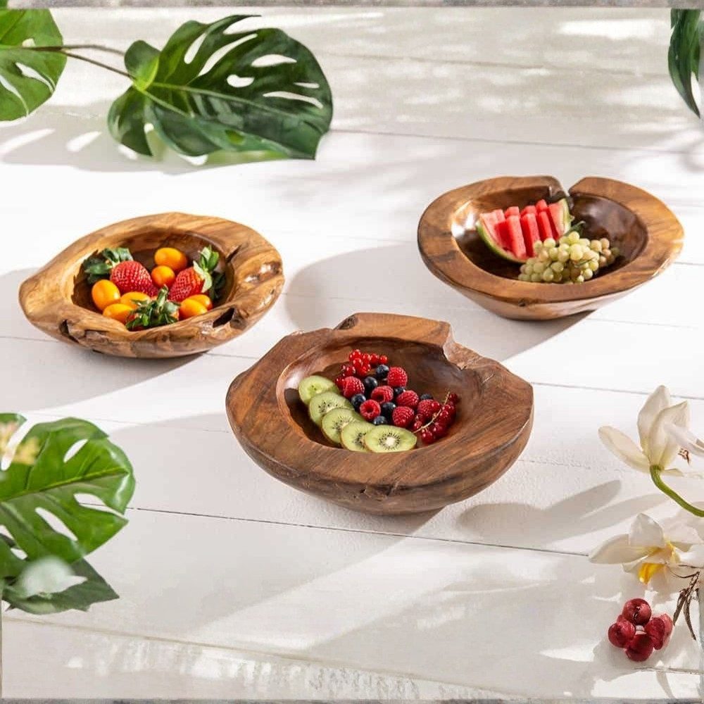 LebensWohnArt Dekoschale Schale PREMIUM BOWL Ø ca.: 20cm aus massivem Teak-Wurzelholz