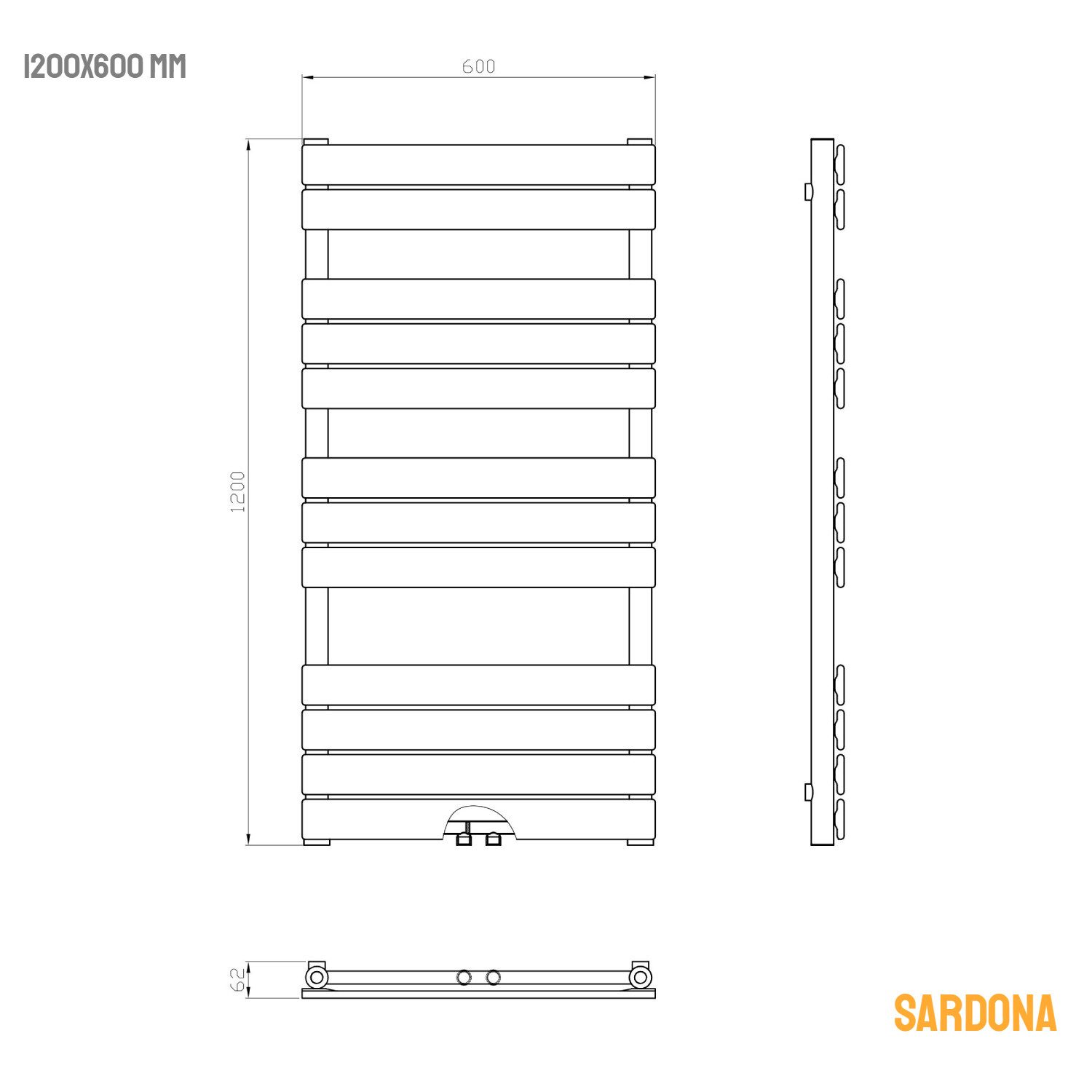 WITEN&NOCK Badheizkörper SARDORA Design Handtuchheizung 2in1 Mittelanschlus günstig online kaufen