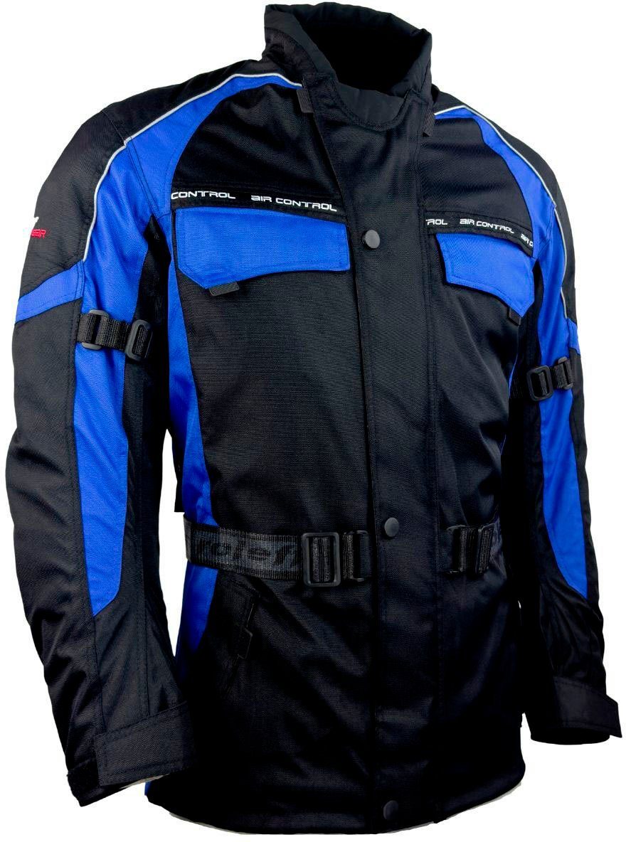 blau-schwarz 4 Reno Belüftungslöcher roleff mit Protektoren, Taschen, 3 Motorradjacke