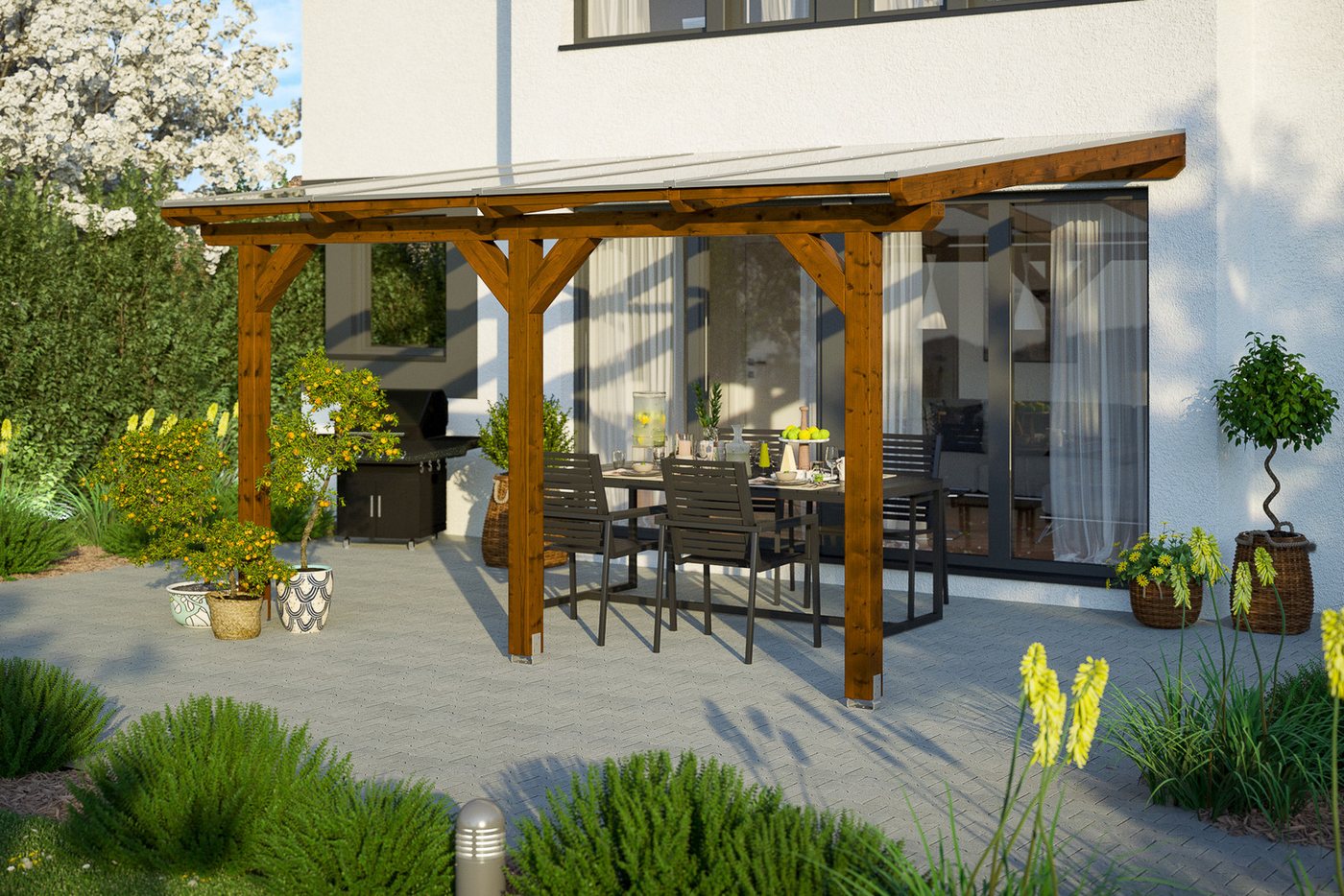 Thumbnail - Skanholz Terrassendach Andria, BxT: 434x350 cm, Bedachung Doppelstegplatten, Leimholz