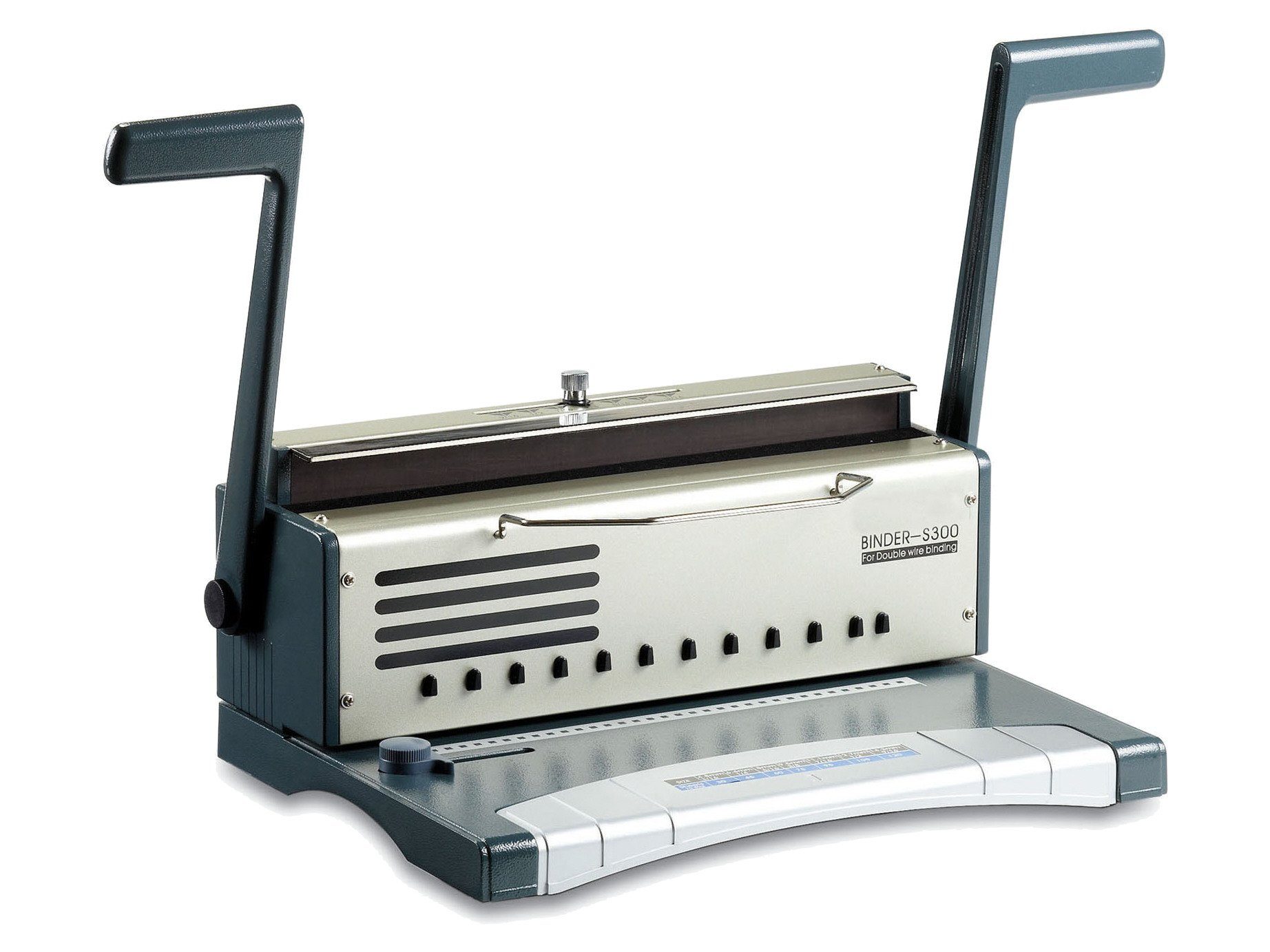 r&b Laminiersysteme Bindegerät Drahtbindegerät WireBind S300, für 34 Ringe (3:1 Teilung), Metallgehäuse, 34-Ring-Teilung, 15 Blatt Stanzen, 120 Blatt Binden 3:1