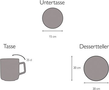 CreaTable Kaffeeservice Chef Collection (18-tlg), 6 Personen, Porzellan, Service, nordisches Design, 18 Teile, für 6 Personen