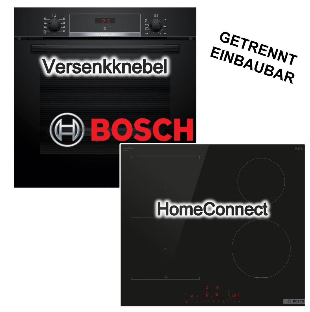 BOSCH Backofen-Set Backofen 3DHeißluft Hydrolyse+ Induktionskochfeld PowerBoost Combizone, mit Nachrüstbar, Hydrolyse