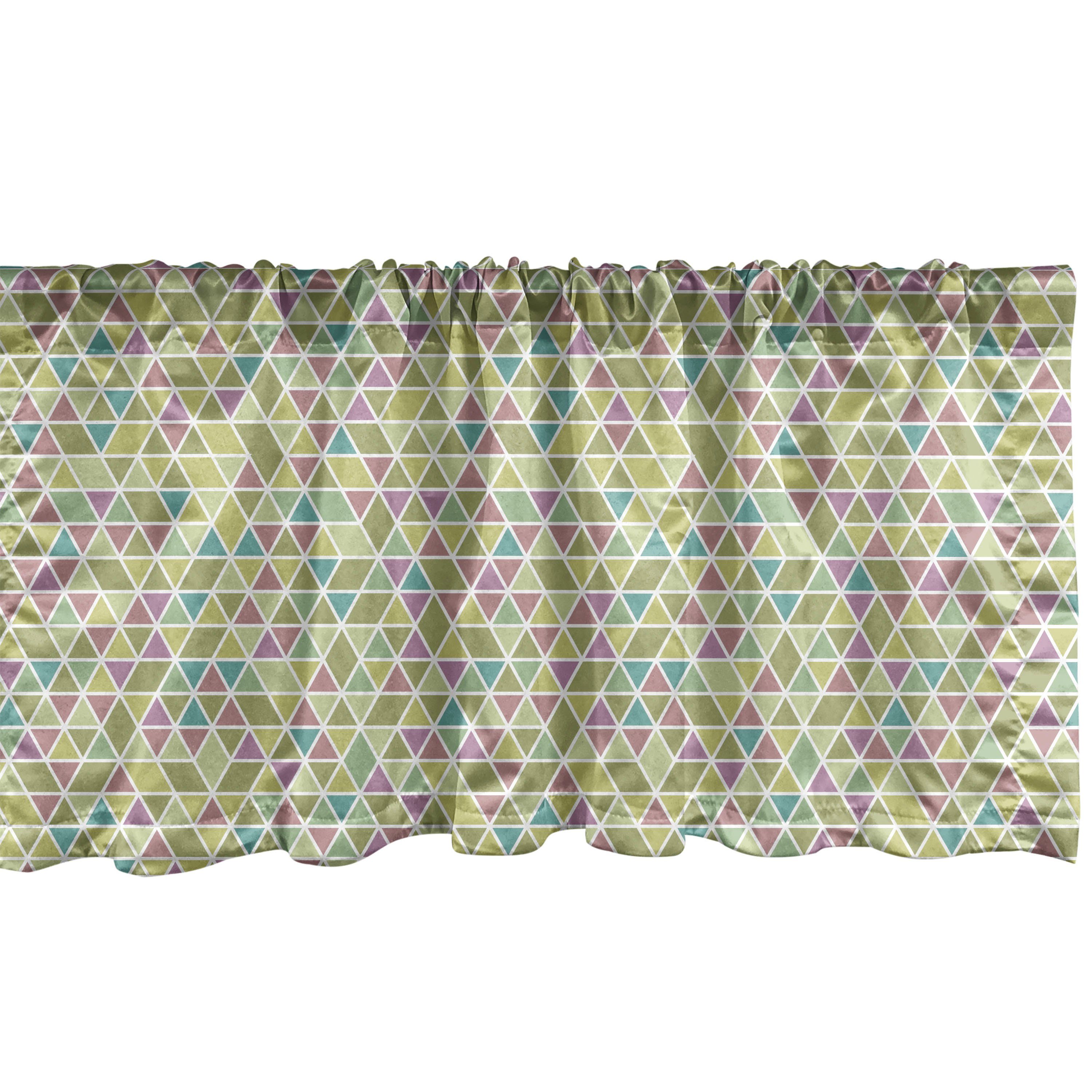 Scheibengardine Vorhang Volant für Küche Schlafzimmer Dekor mit Stangentasche, Abakuhaus, Microfaser, Geometrisch Kunst Bunte Triangles