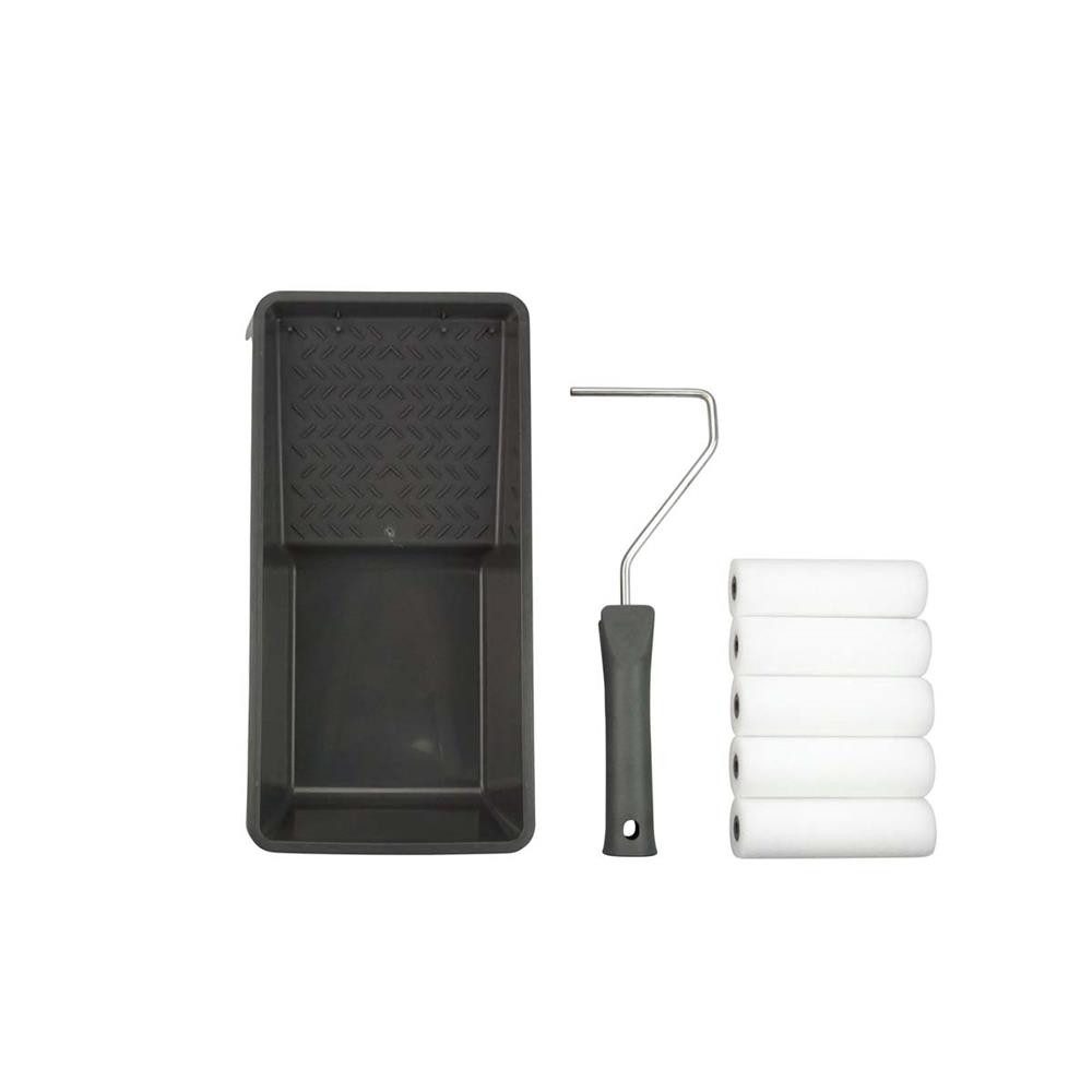 WOW!TOOLS Malerset Lackier-Set 7tlg Lackierset Farbwanne Lackierwalze Rollerbügel