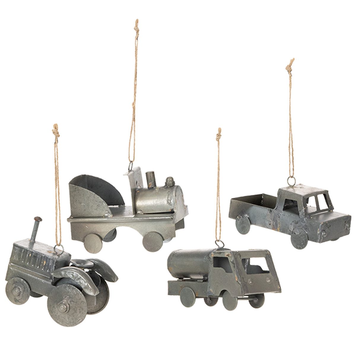 Florists Products Gartenfigur Vintage Metall-Fahrzeuge als Dekoration zum Aufhängen, 4 Stück