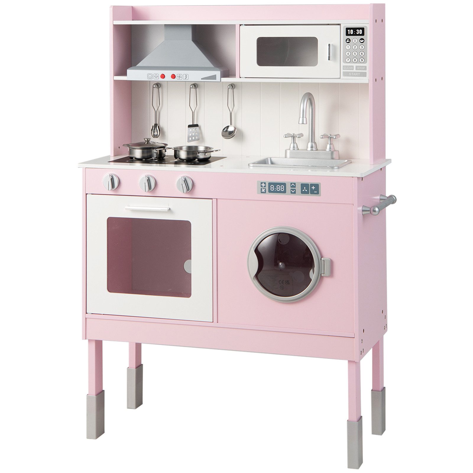 COSTWAY Spielküche Kinderküche Holz, Holz, 3 fach höhenverstellbar günstig online kaufen