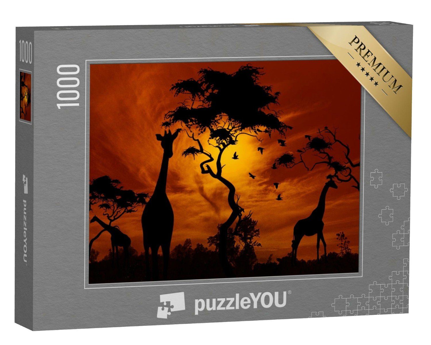 puzzleYOU Puzzle Giraffen im glühenden Sonnenuntergang, 1000 Puzzleteile, puzzleYOU-Kollektionen Safari, Savanne