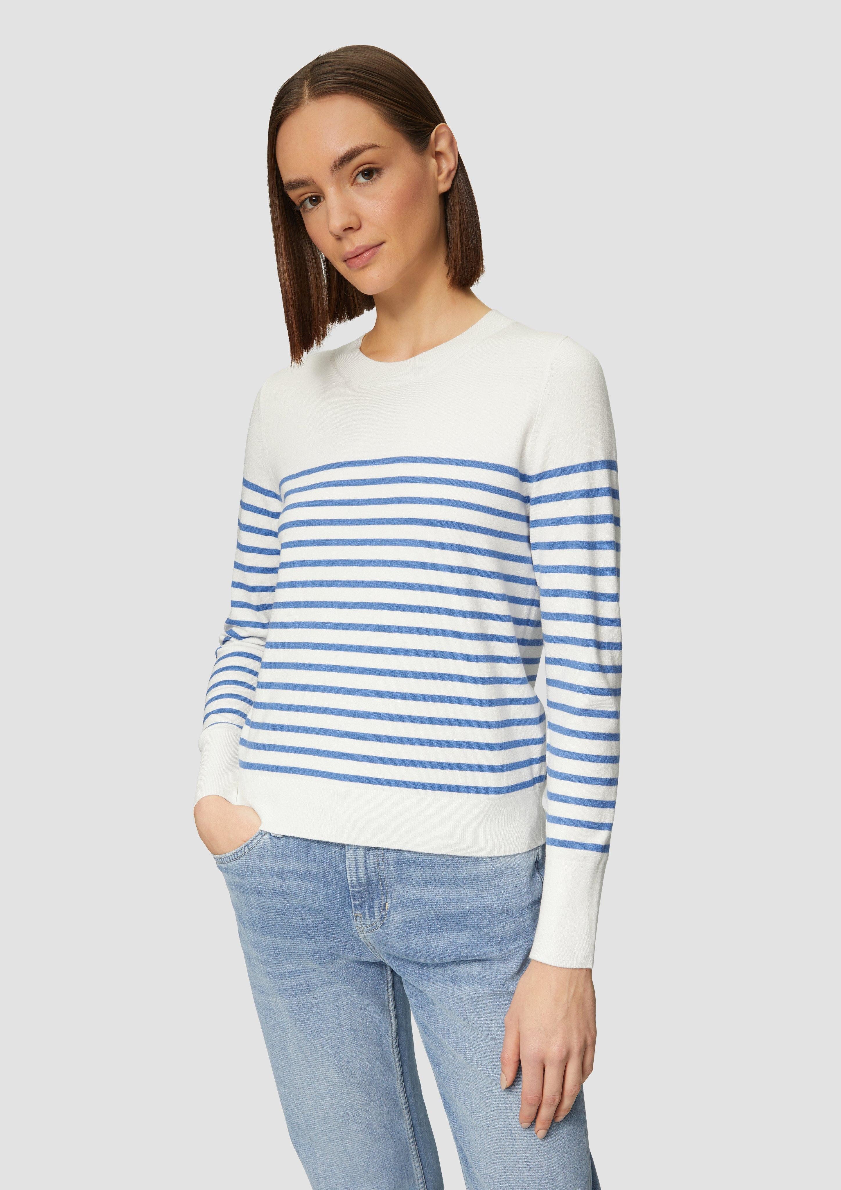 s.Oliver Strickpullover Gestreifter Pullover aus Viskosemix günstig online kaufen