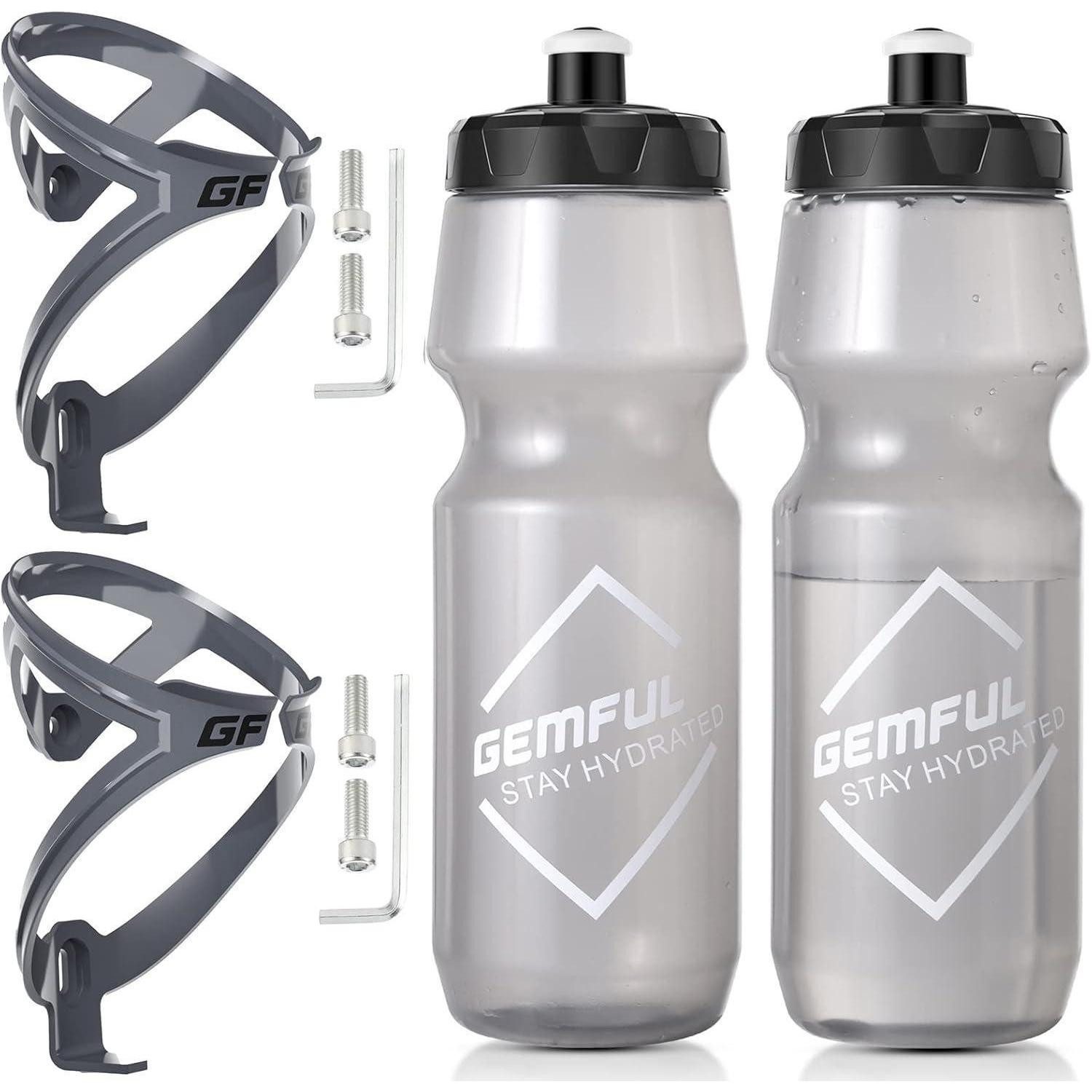 LuxusKollektion Trinkflasche Fahrrad-Trinkflaschen-Set 750ml 2er Grau Transparent