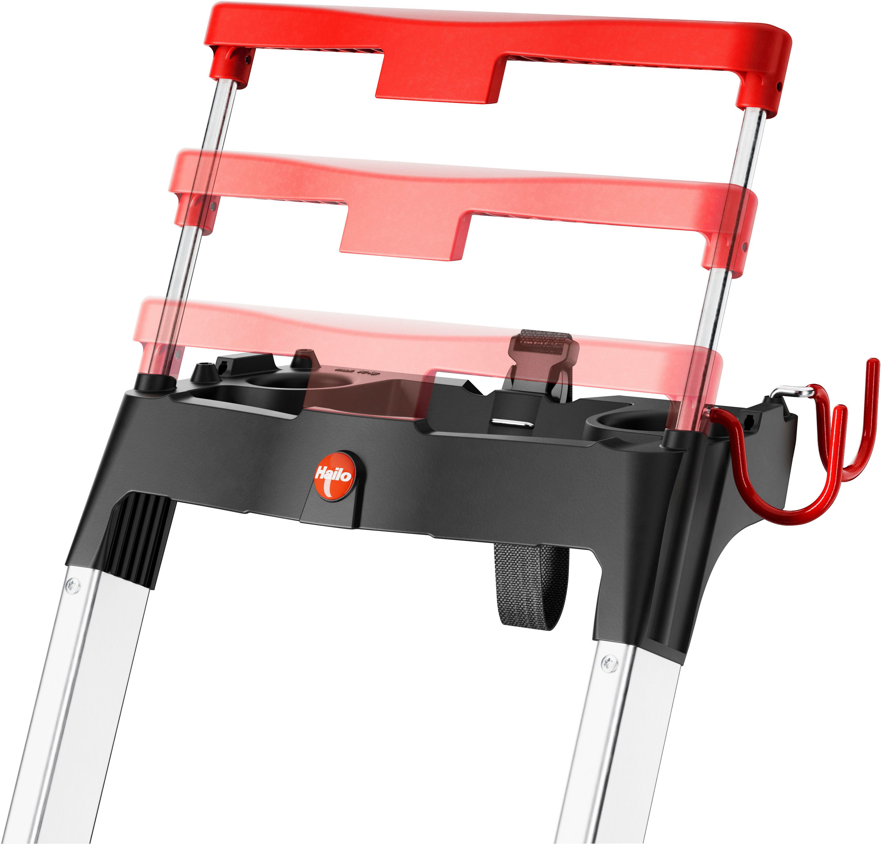 Hailo Stehleiter L100 TopLine, Alu-Sicherheits-Stehleiter 5 Stufen