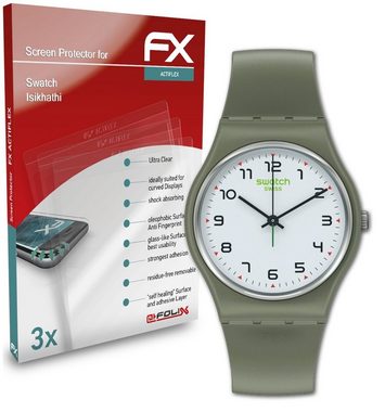 atFoliX Schutzfolie Displayschutzfolie für Swatch Isikhathi, (3 Folien), Ultraklar und flexibel