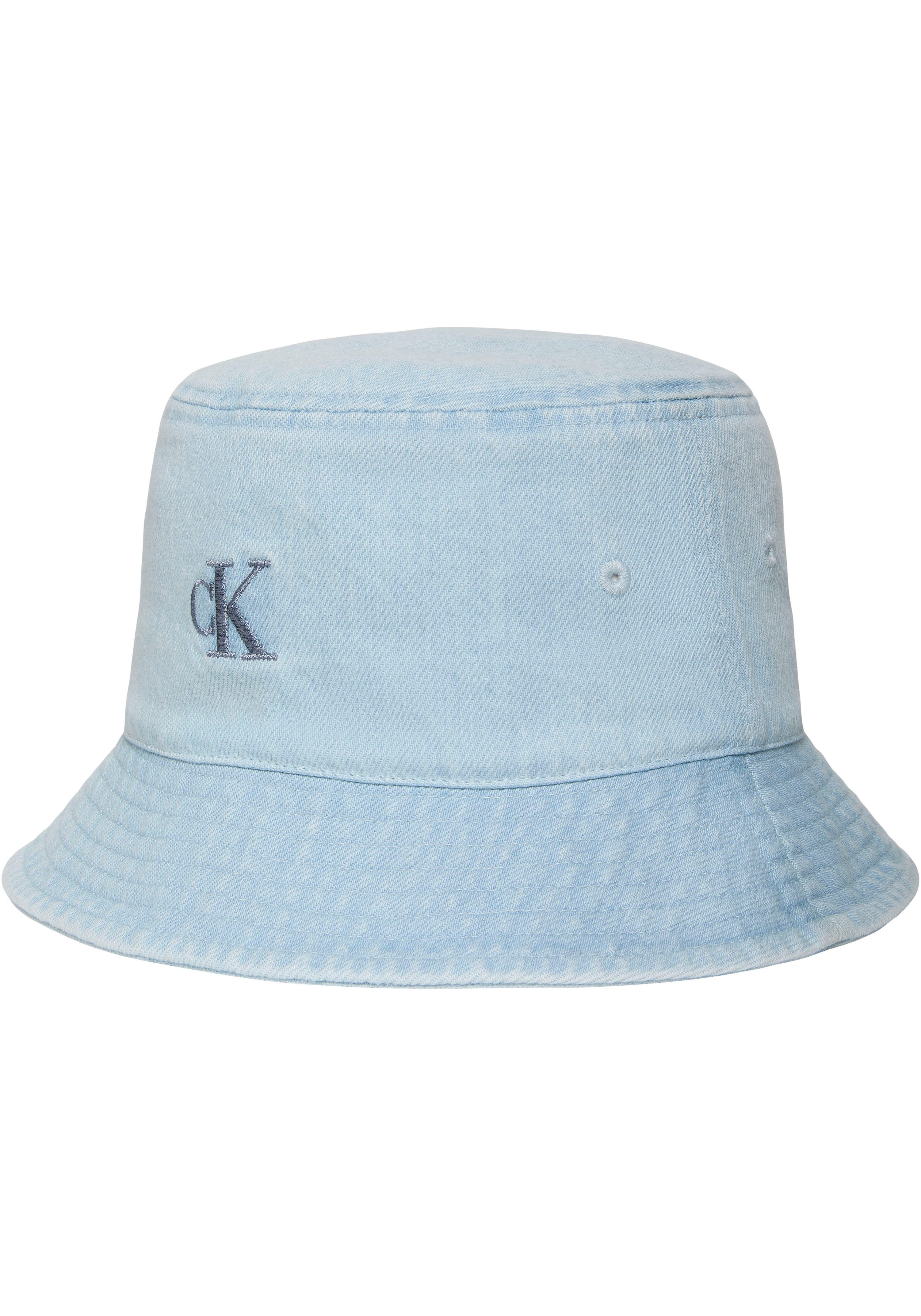 Calvin Klein Fischerhut MONOGRAM EMBROIDERY DENIM BUCKET onesize, Logo-Stickerei, reine Baumwolle