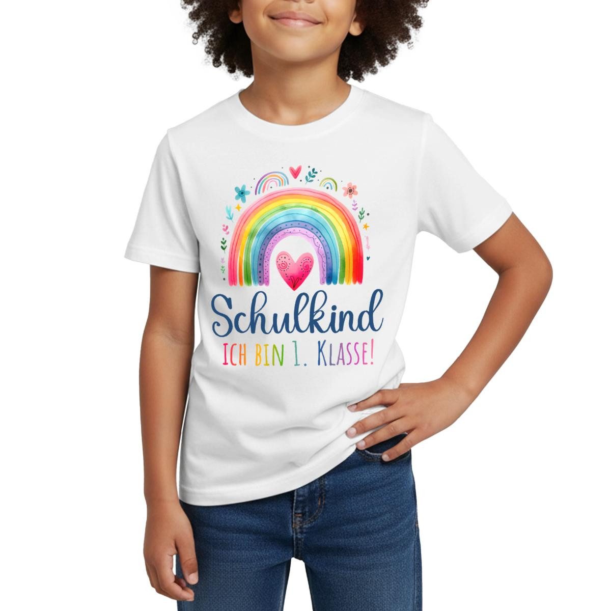 Spreadshirt T-Shirt Schulkind 2026 Einschulung Regenbogen Kinder T-Shirt (1-tlg) Fällt klein aus. Wir empfehlen, eine Größe größer zu bestellen.