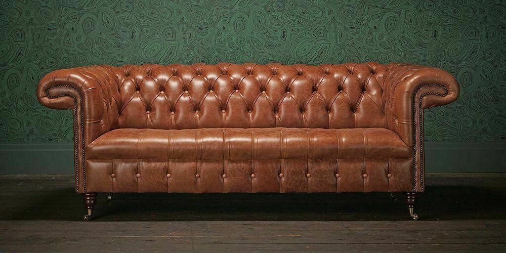 JVmoebel Chesterfield-Sofa, Chesterfield Design Polster Couch Leder Sofa Luxus Vintage Sofas #159