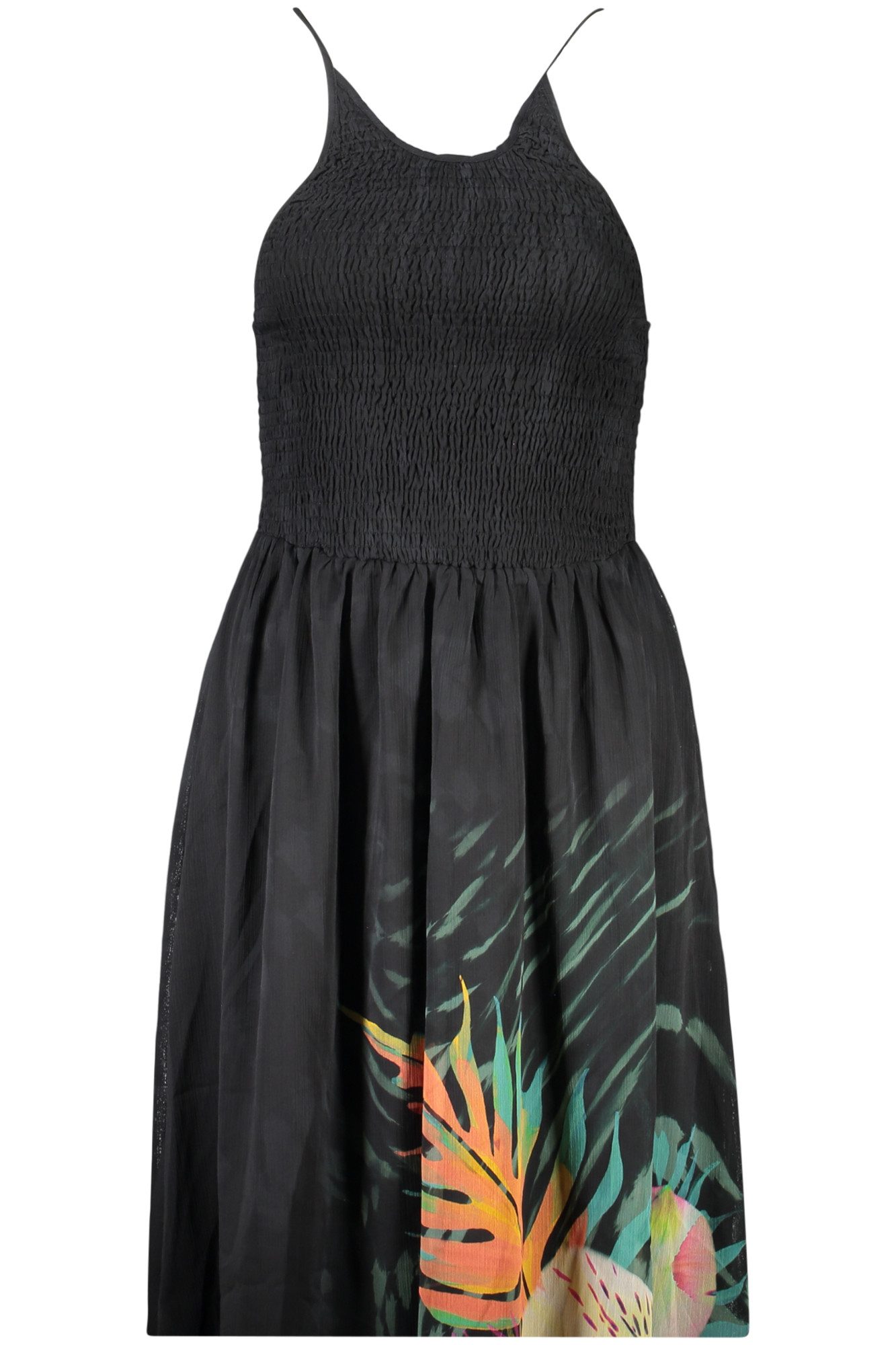 Desigual Partykleid Elegantes Schwarzes Maxikleid für Damen mit Muster und Neckholder