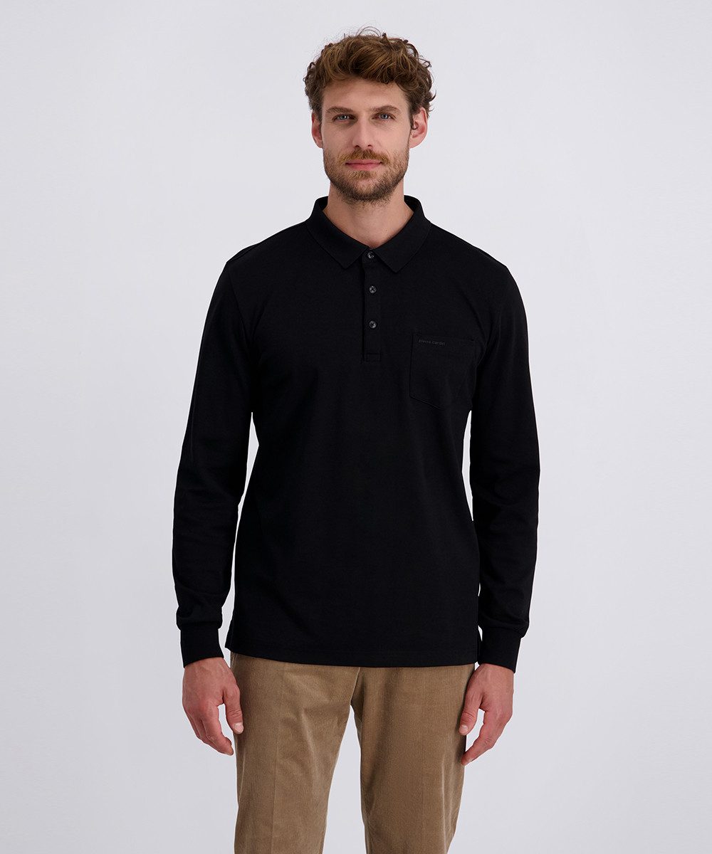 Pierre Cardin Langarm-Poloshirt Brusttasche mit Marken- Applikation günstig online kaufen