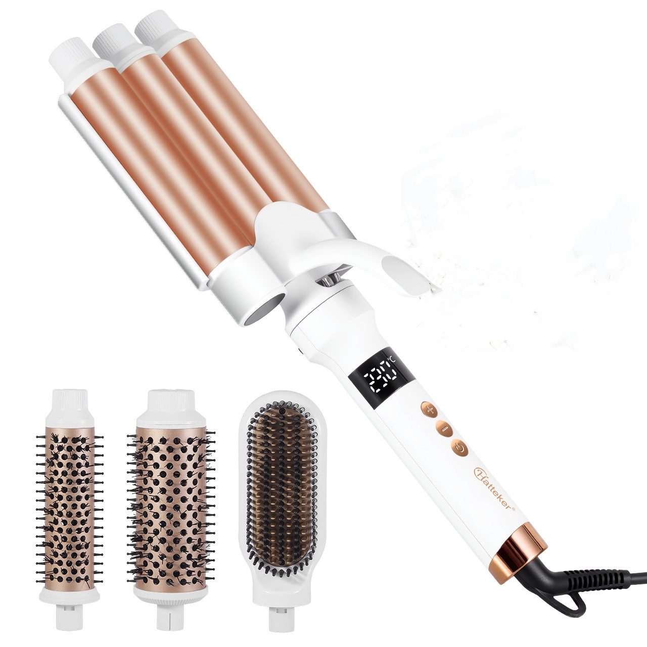 HATTEKER Multihaarstyler HT-129, Lockenstab 3-in-1, Warmluftbürste